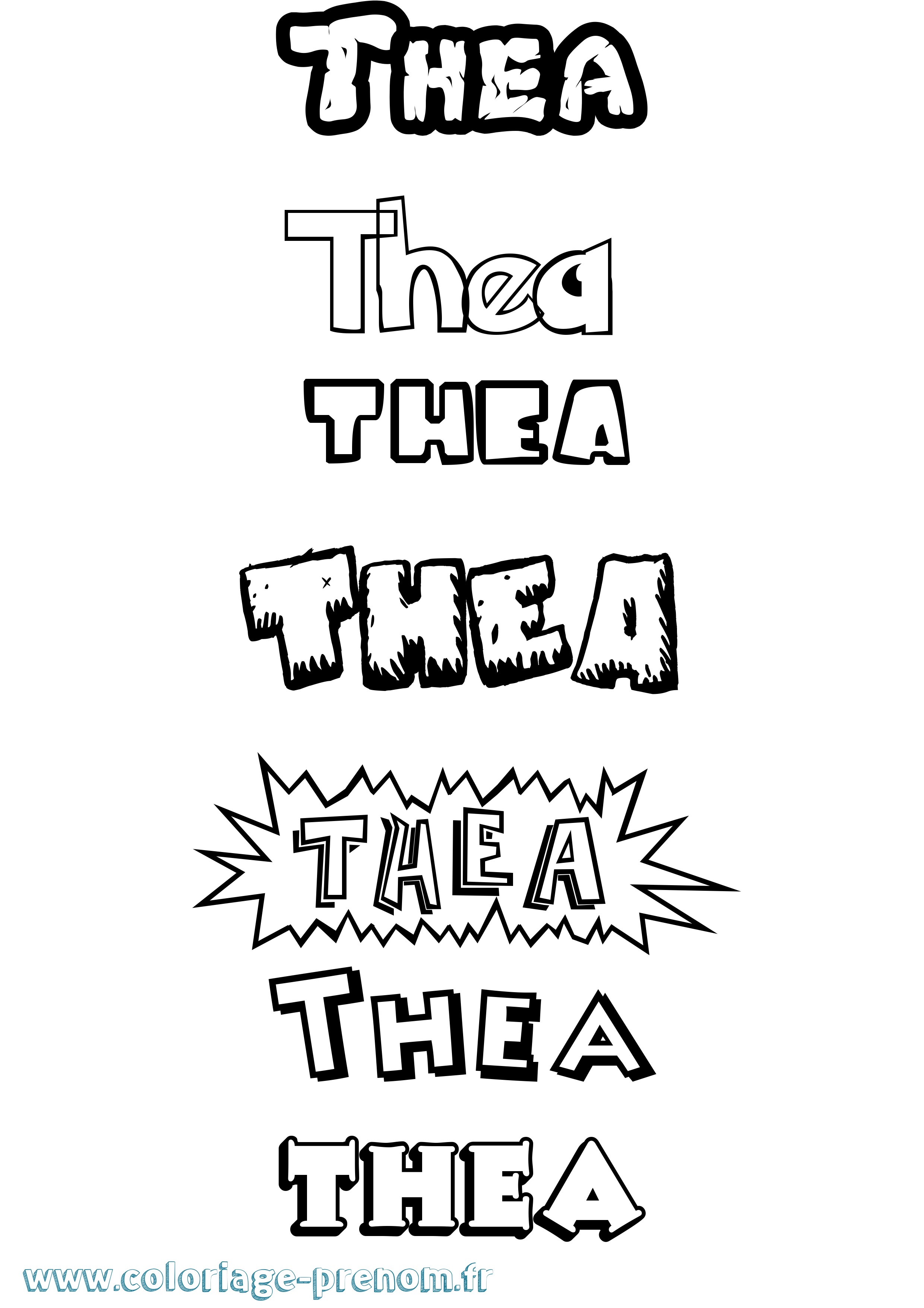 Coloriage Thea Dessin Animé Coloriage prénom Thea Dessin Animé