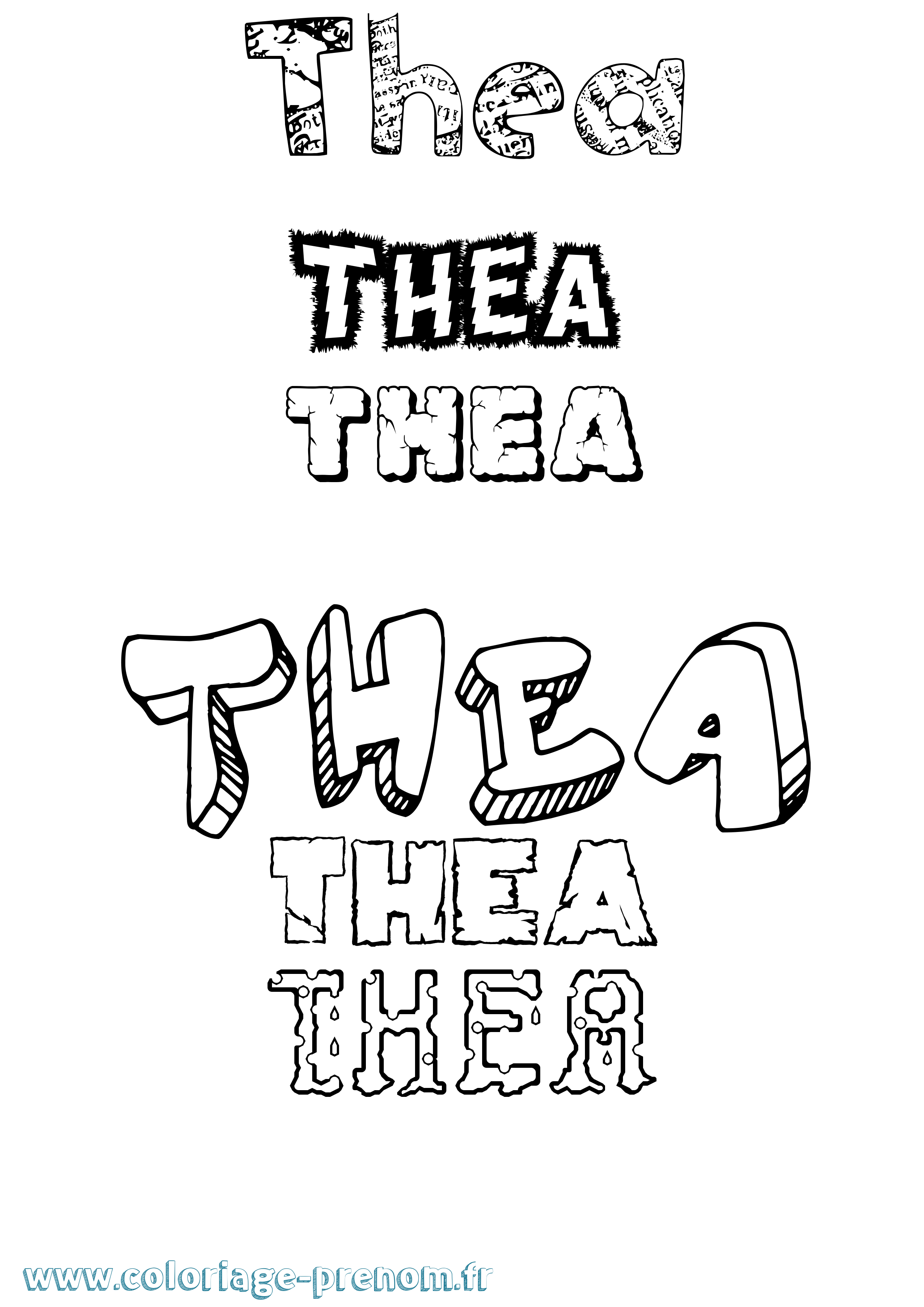 Coloriage prénom Thea Destructuré