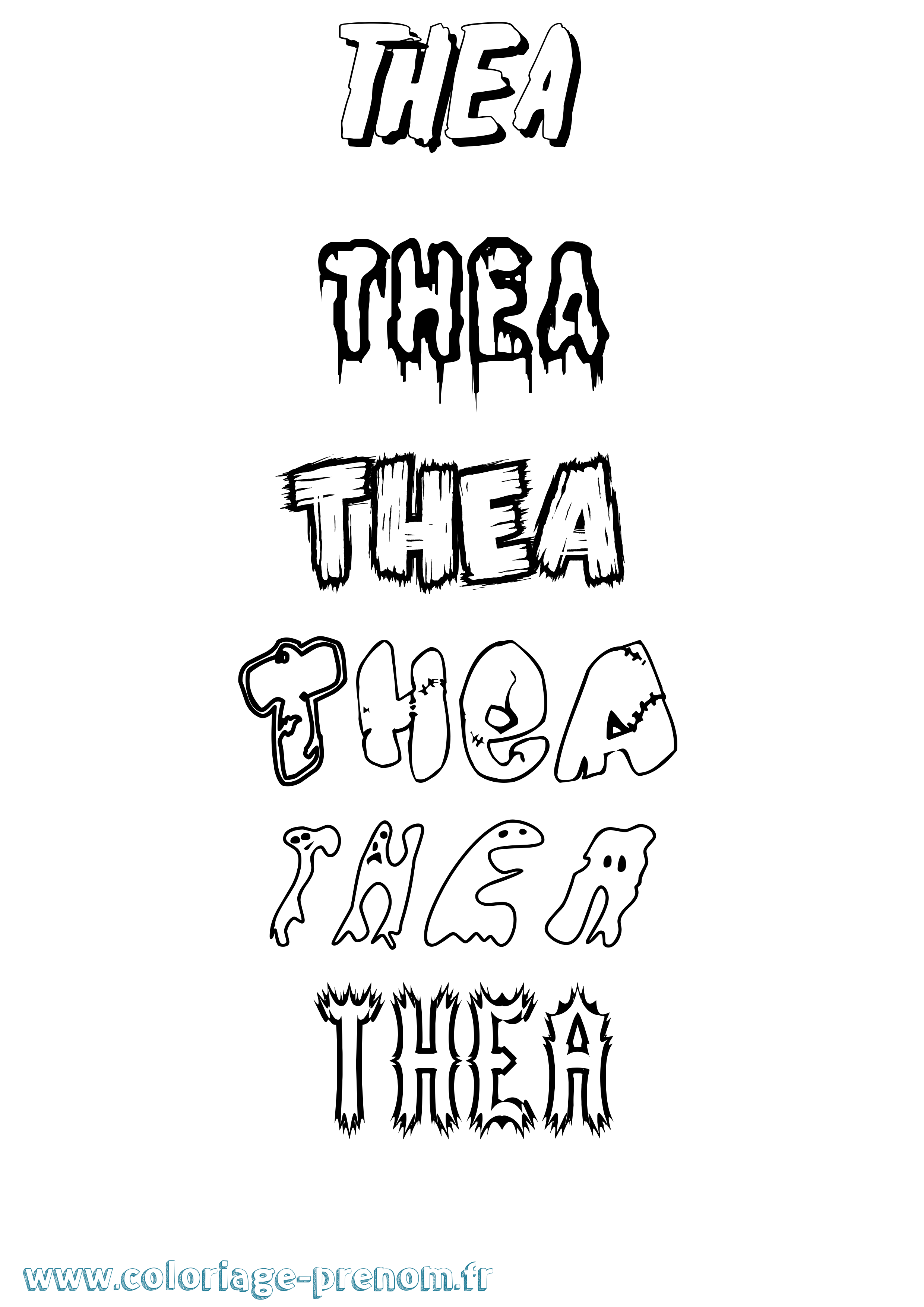 Coloriage Thea Frisson Coloriage prénom Thea Frisson