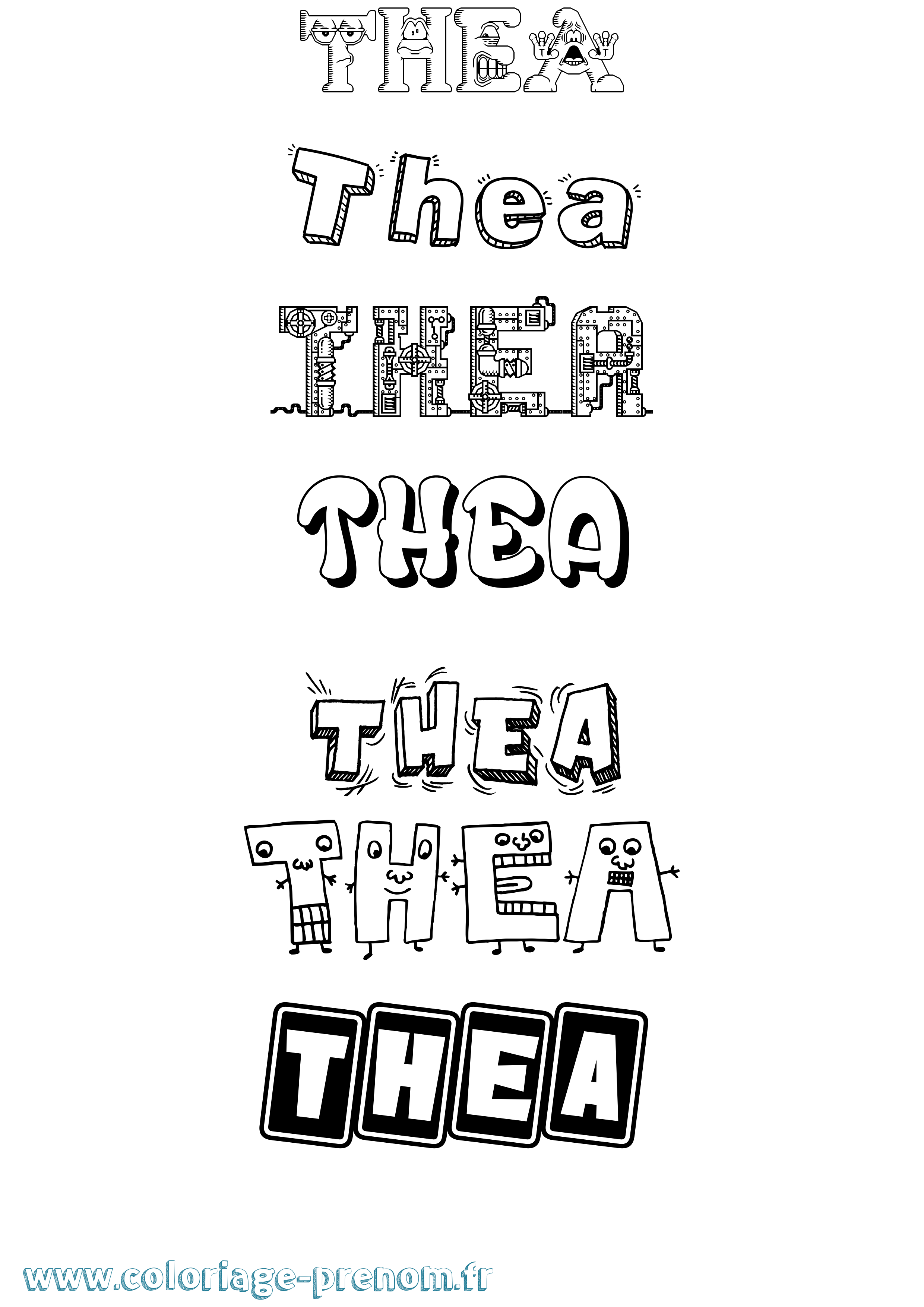 Coloriage Thea Fun Coloriage prénom Thea Fun