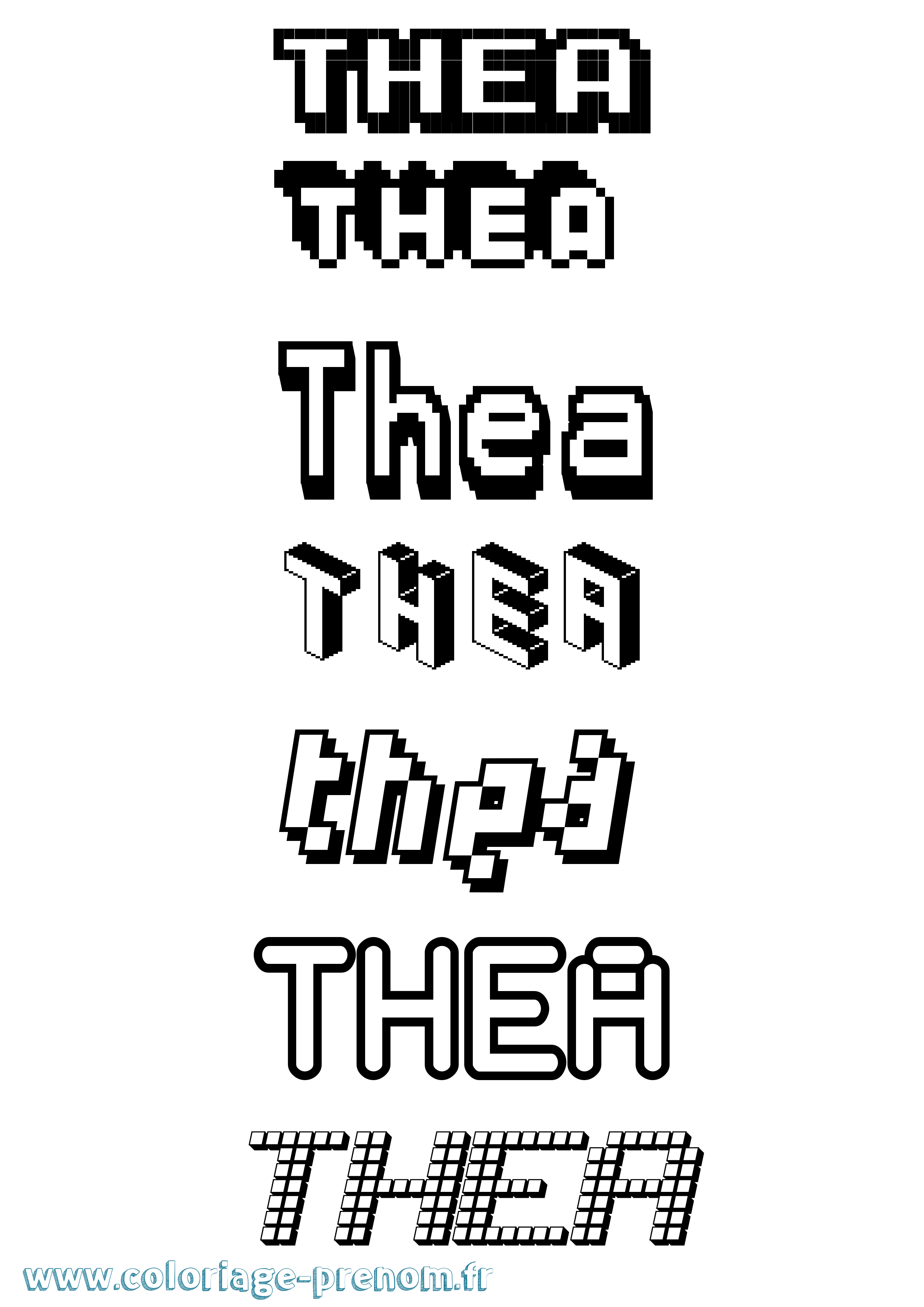 Coloriage Thea Pixel Coloriage prénom Thea Pixel