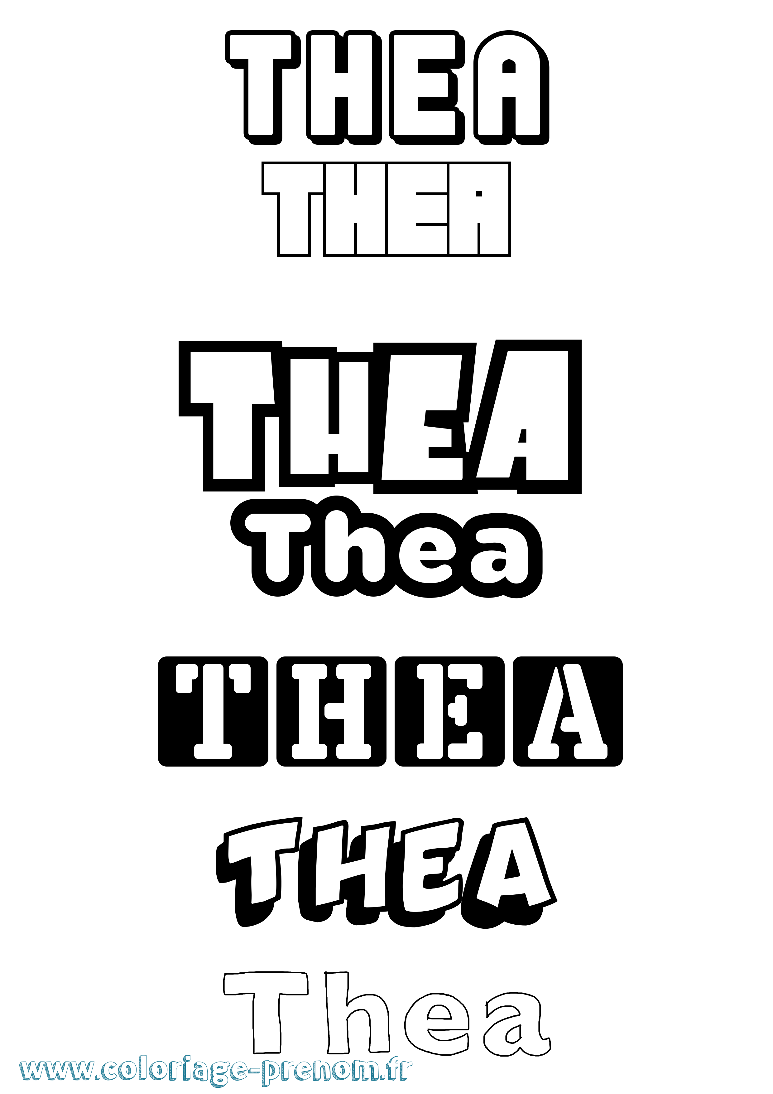 Coloriage prénom Thea Simple