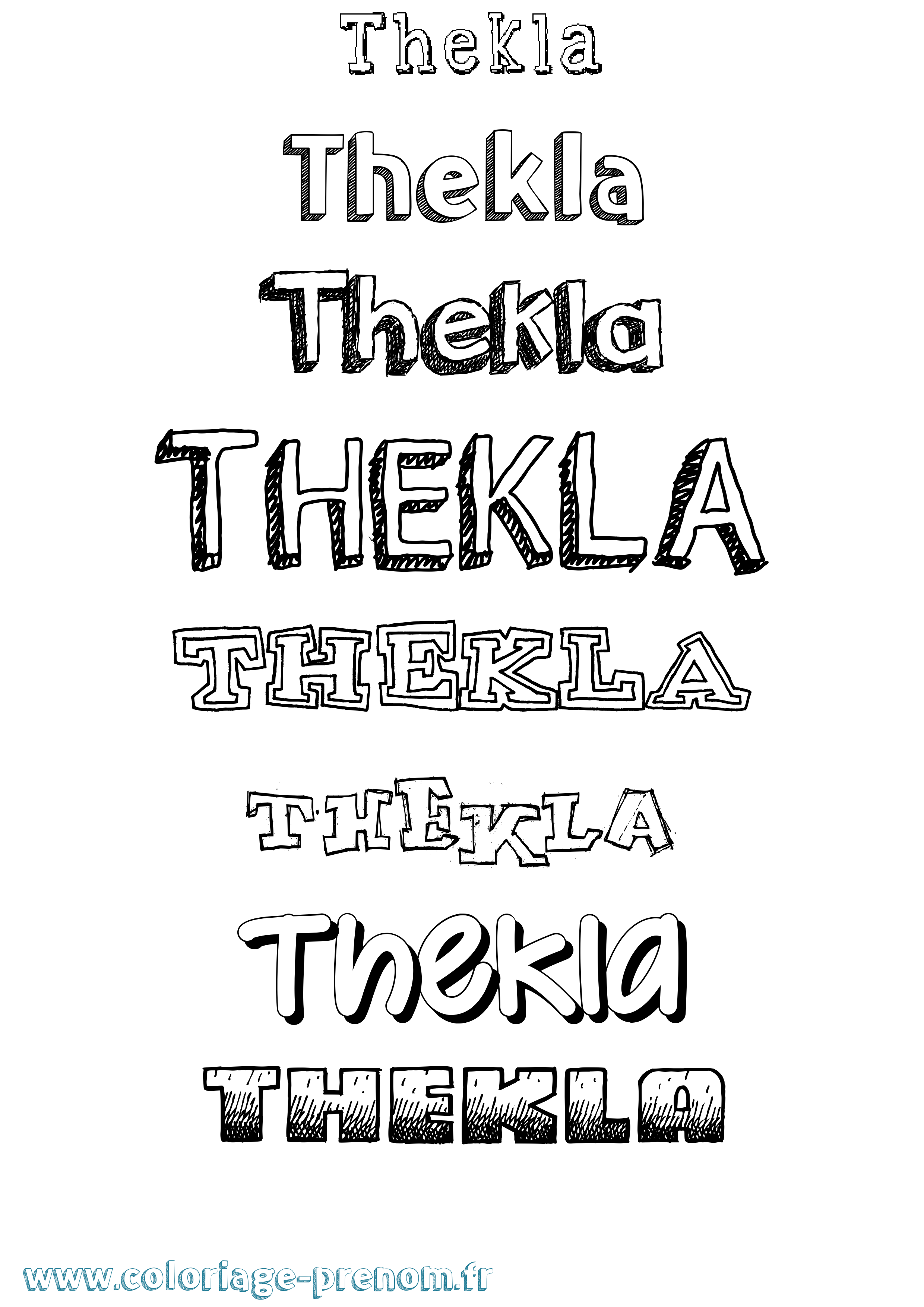 Coloriage prénom Thekla Dessiné