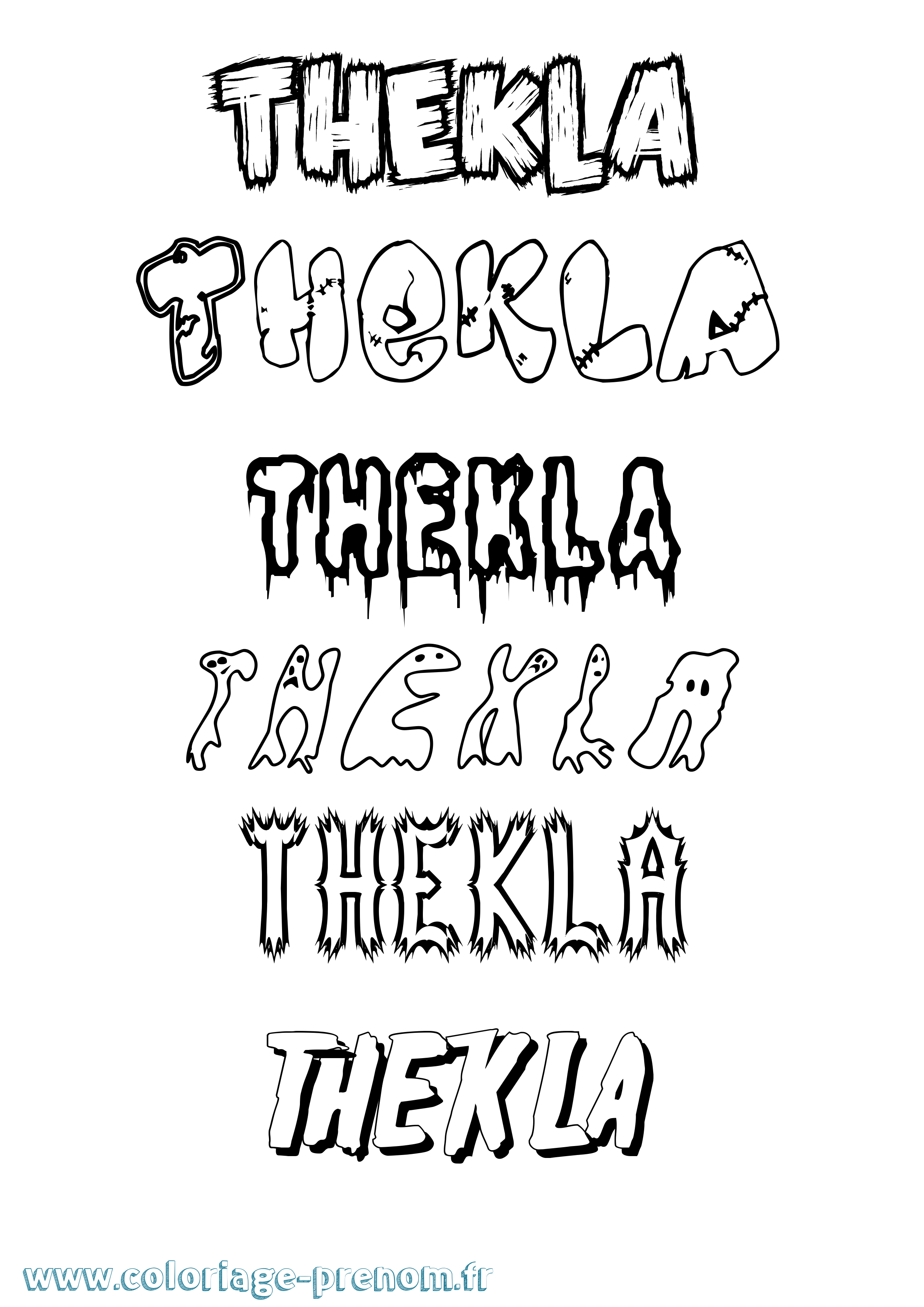 Coloriage prénom Thekla Frisson