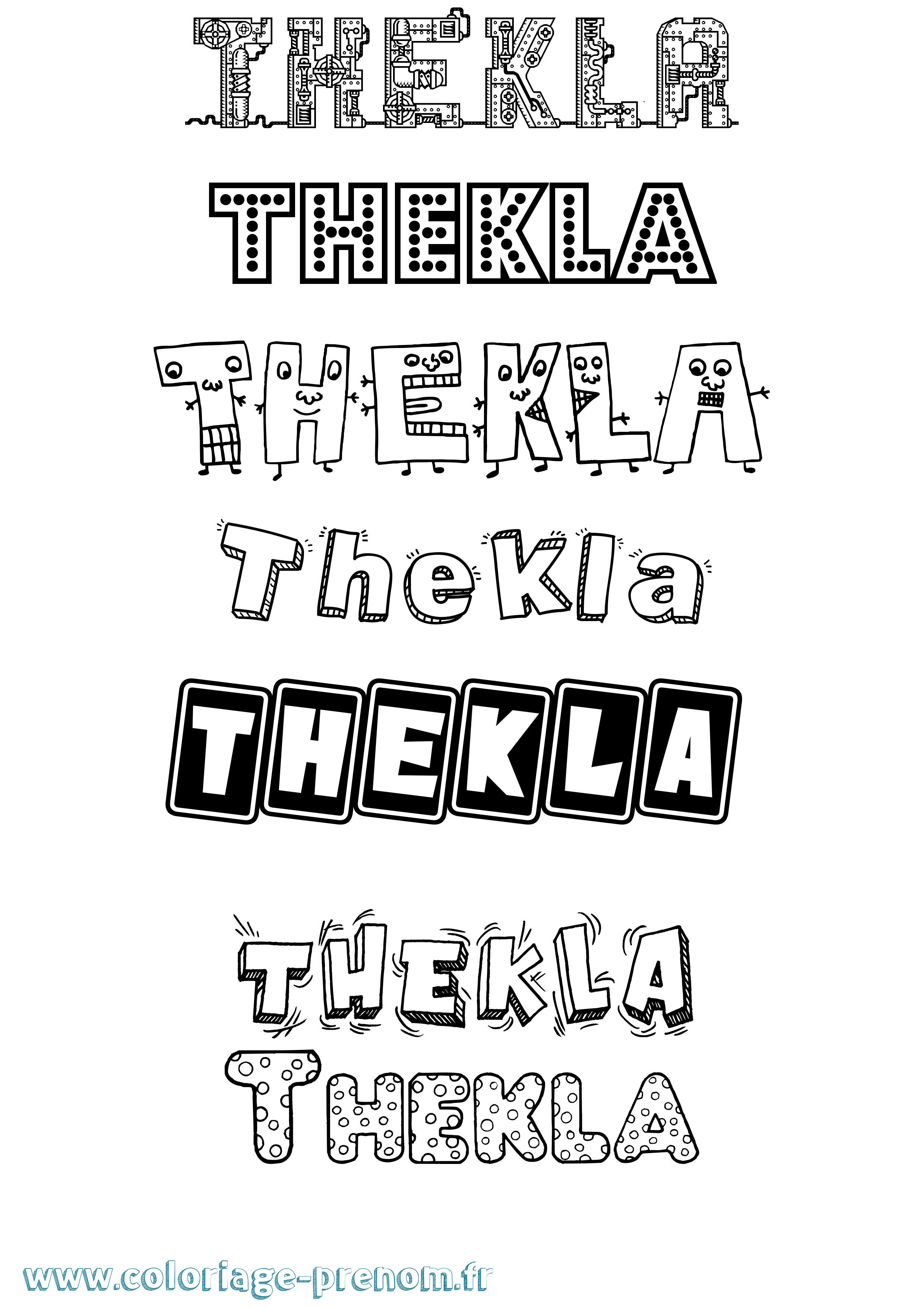 Coloriage prénom Thekla Fun