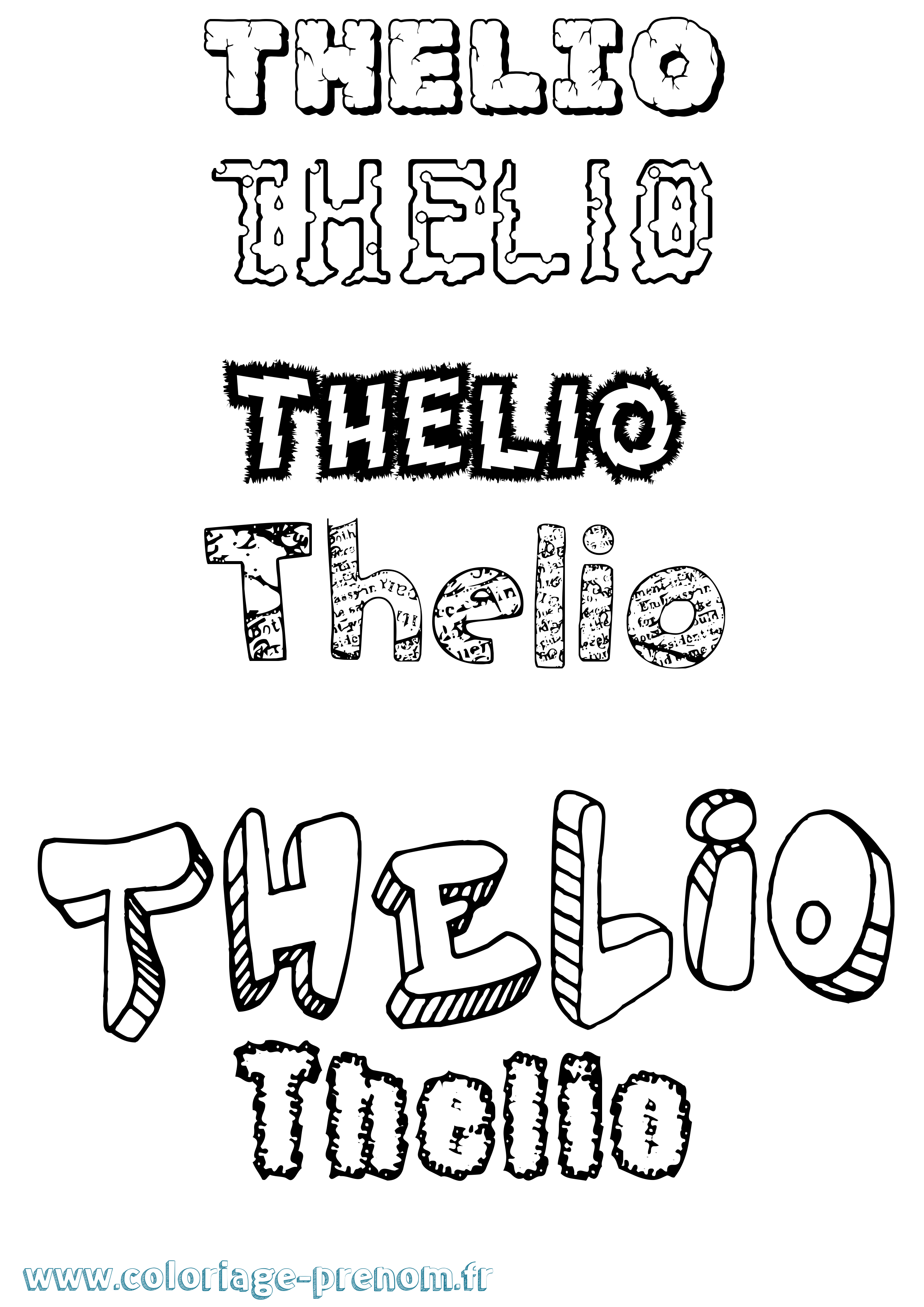 Coloriage prénom Thelio Destructuré