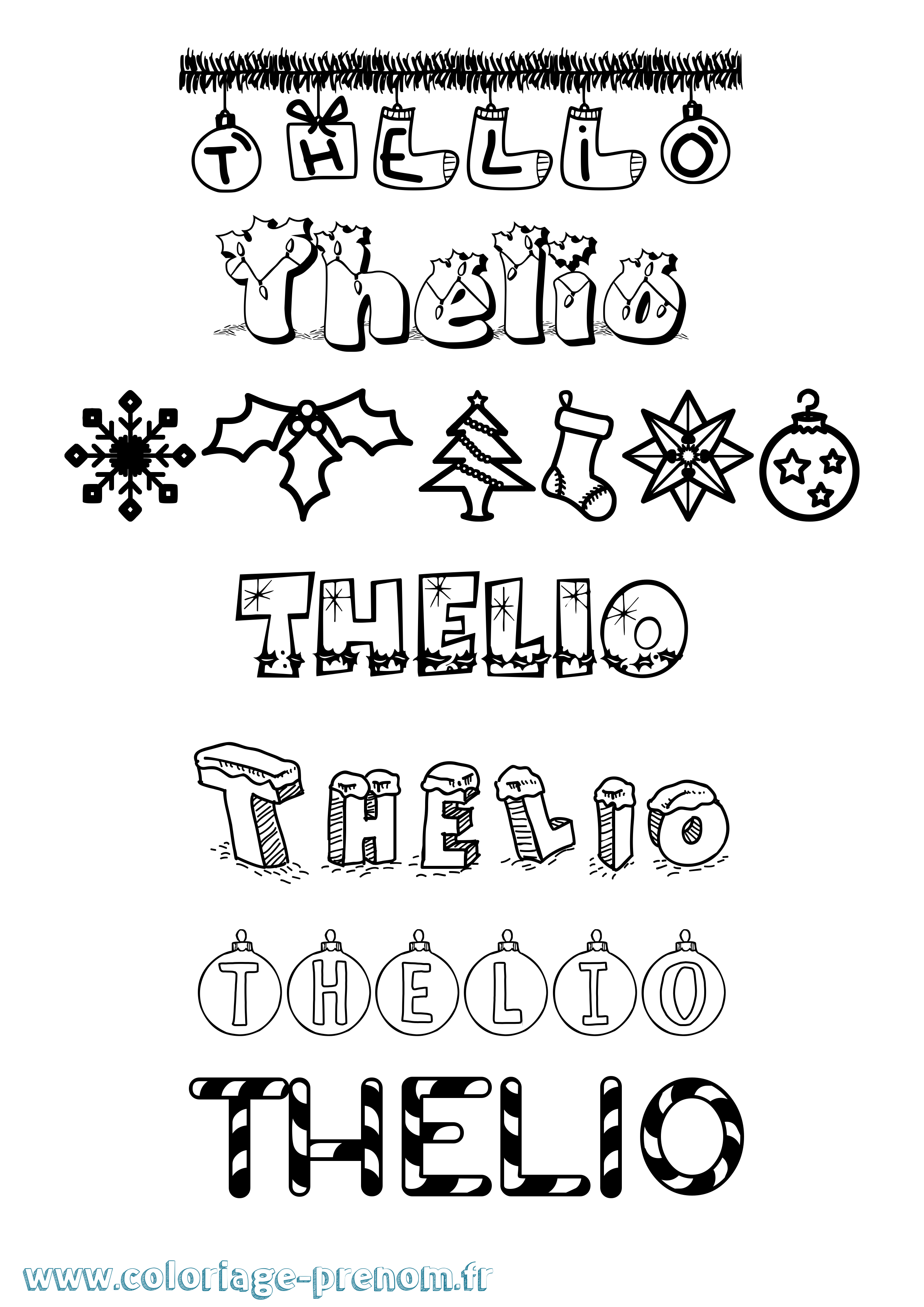 Coloriage prénom Thelio Noël