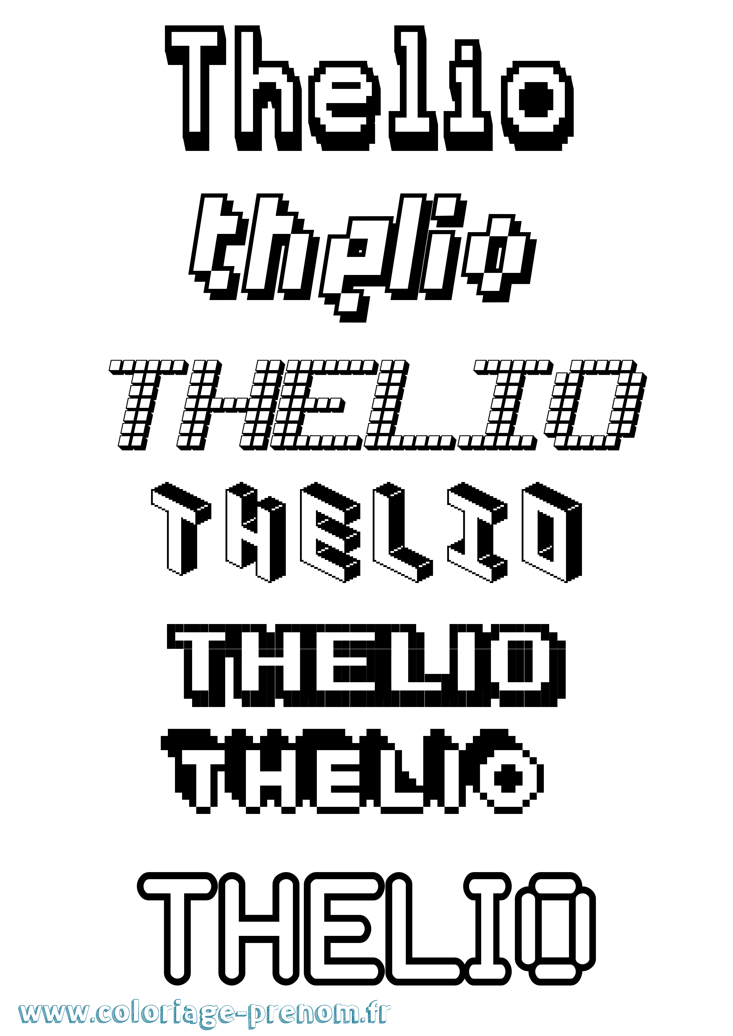 Coloriage prénom Thelio Pixel
