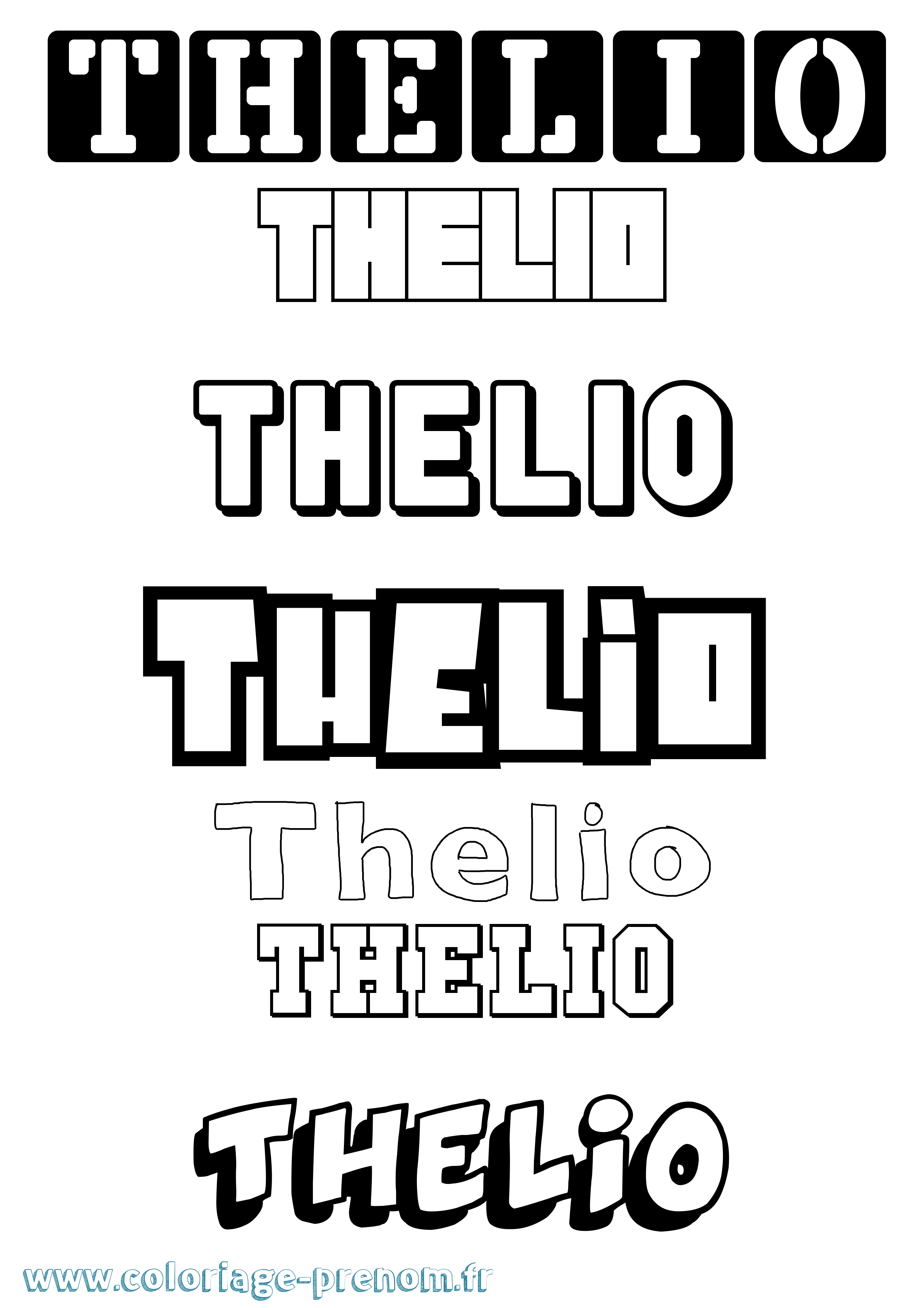 Coloriage prénom Thelio Simple