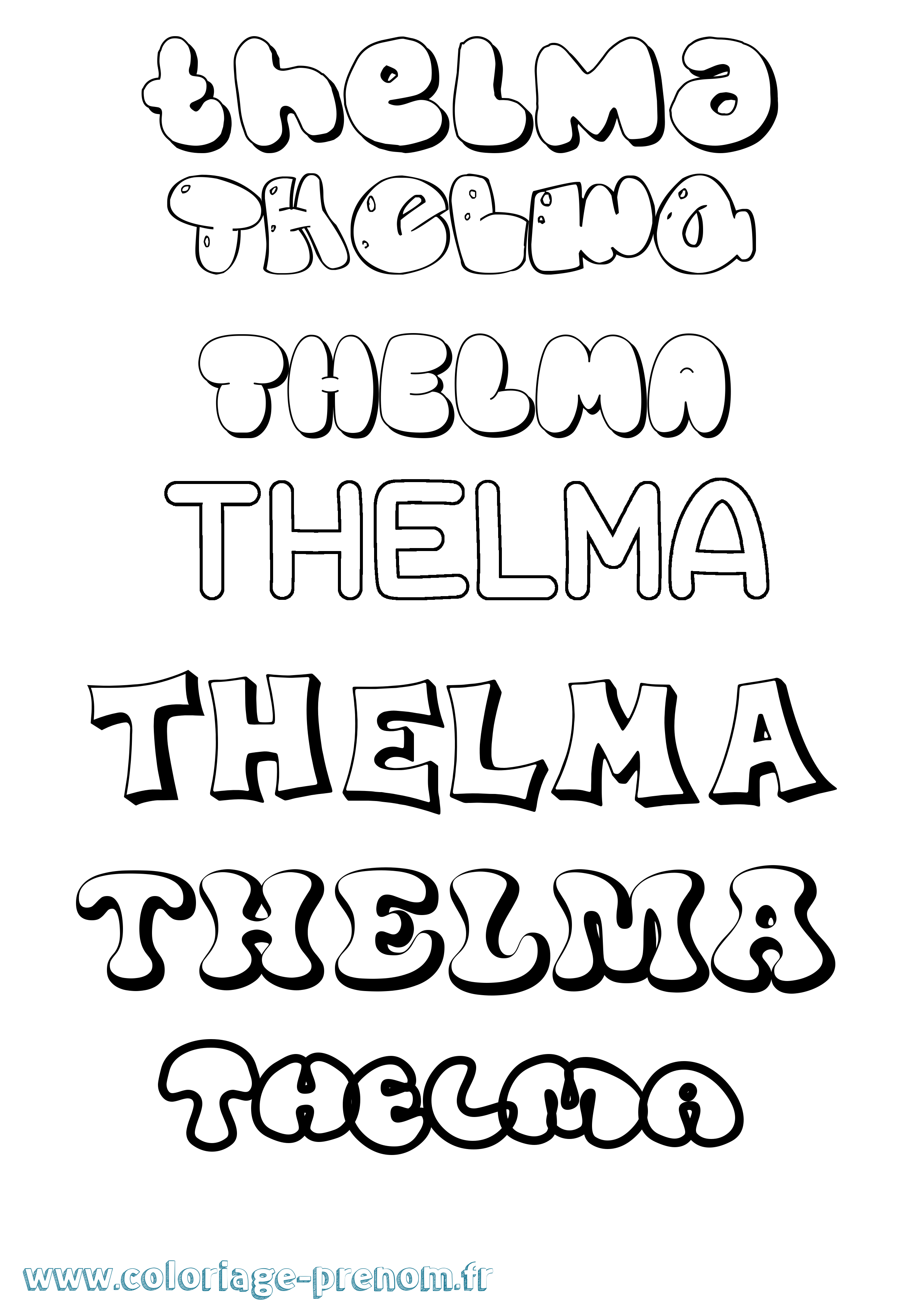 Coloriage prénom Thelma Bubble