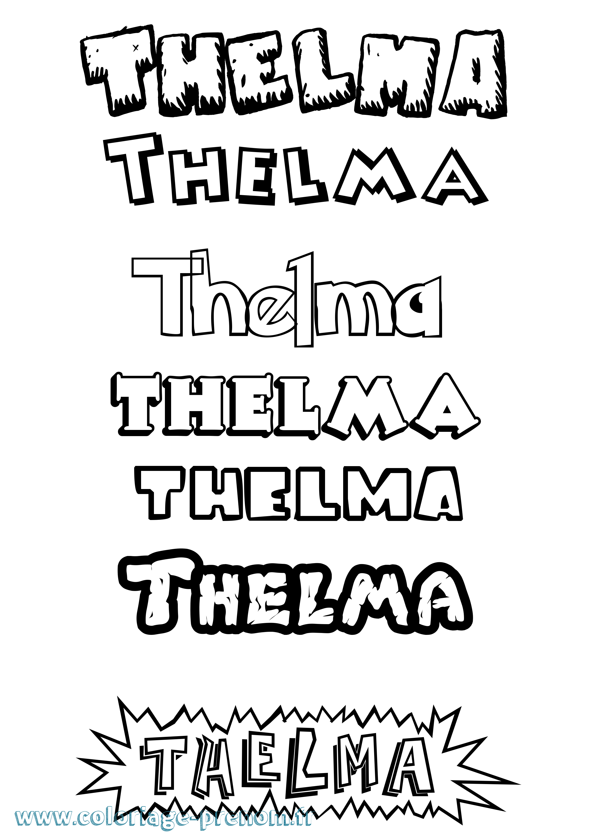 Coloriage prénom Thelma Dessin Animé