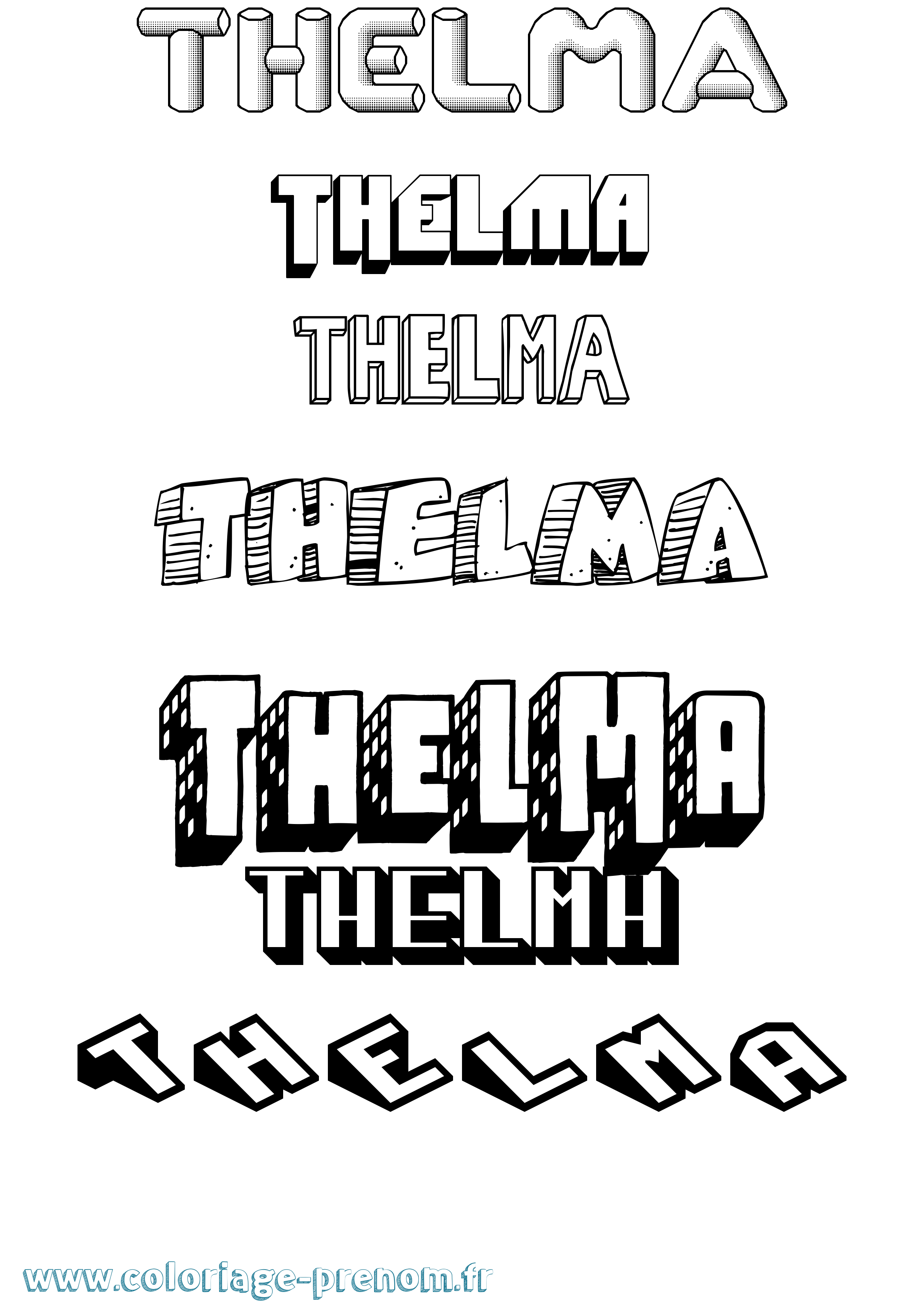 Coloriage prénom Thelma Effet 3D