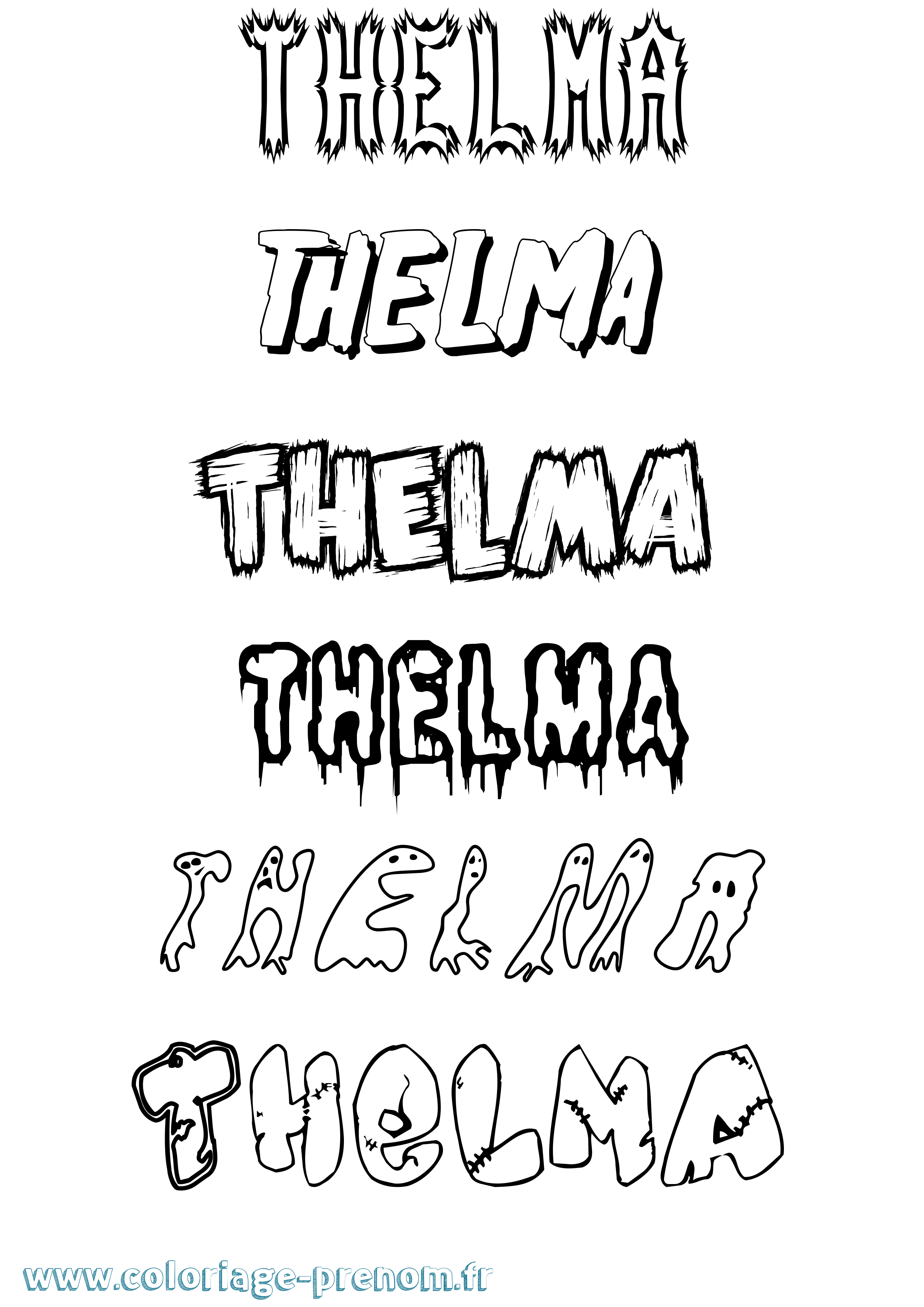 Coloriage prénom Thelma Frisson
