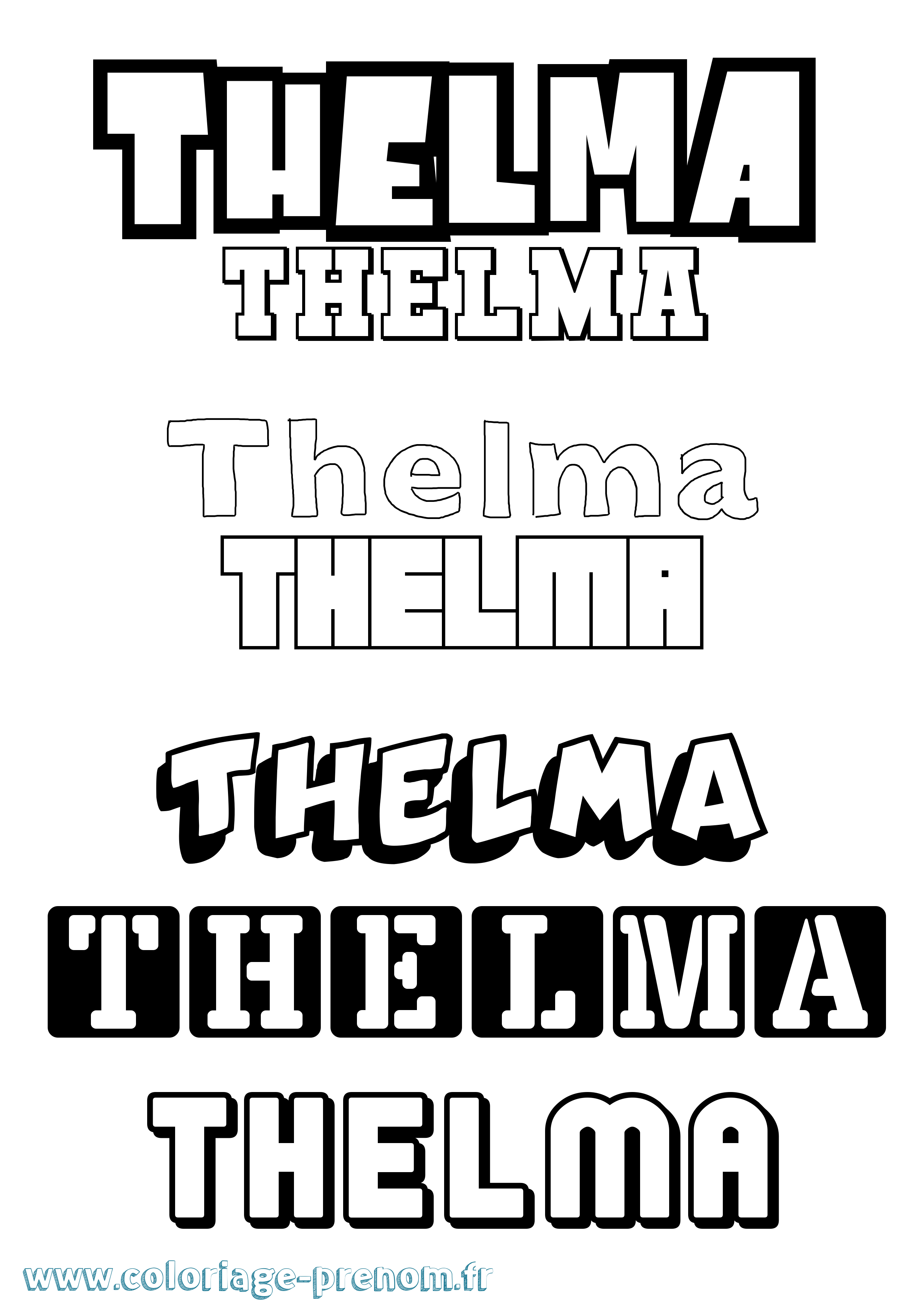 Coloriage prénom Thelma Simple