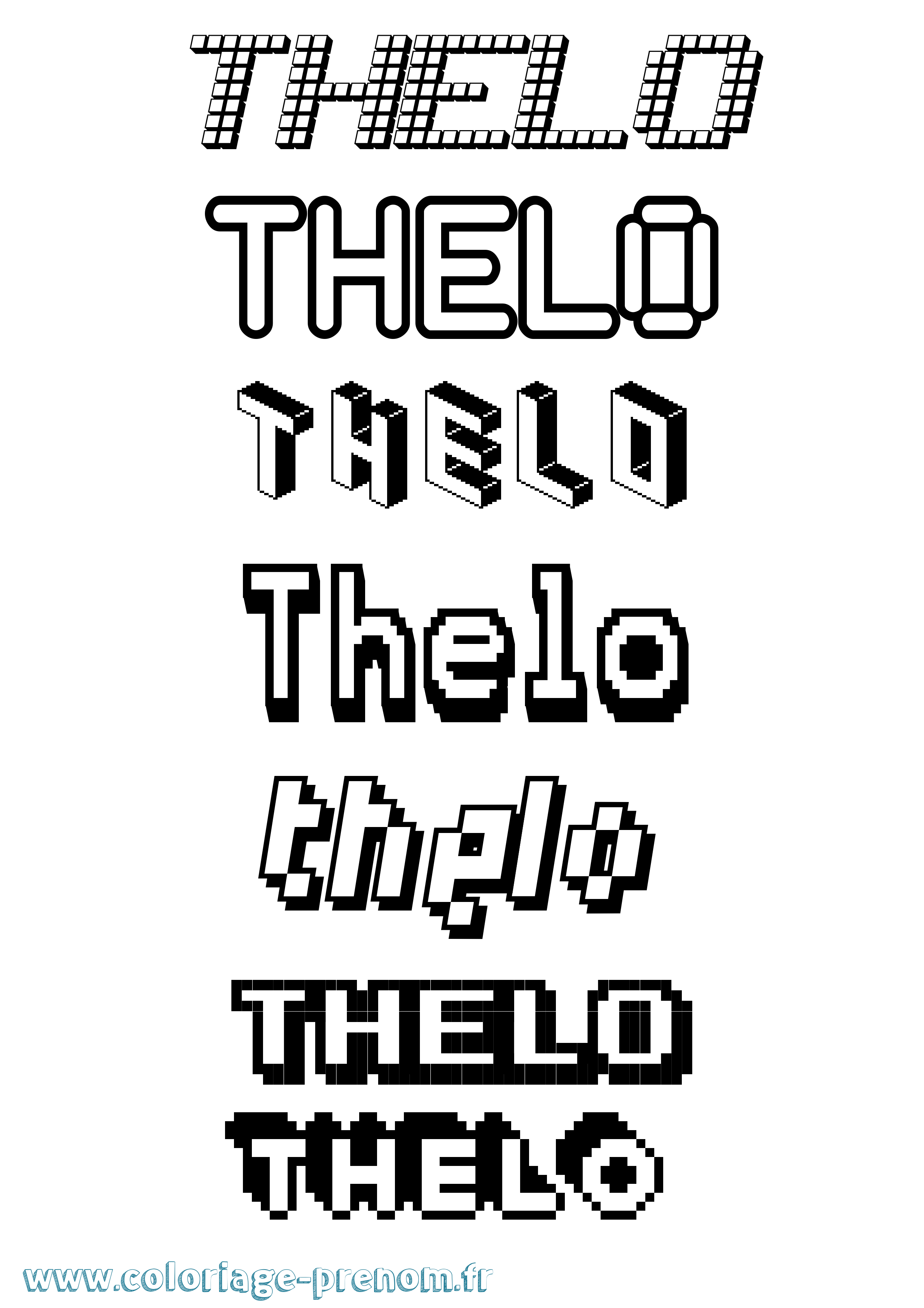 Coloriage prénom Thelo Pixel