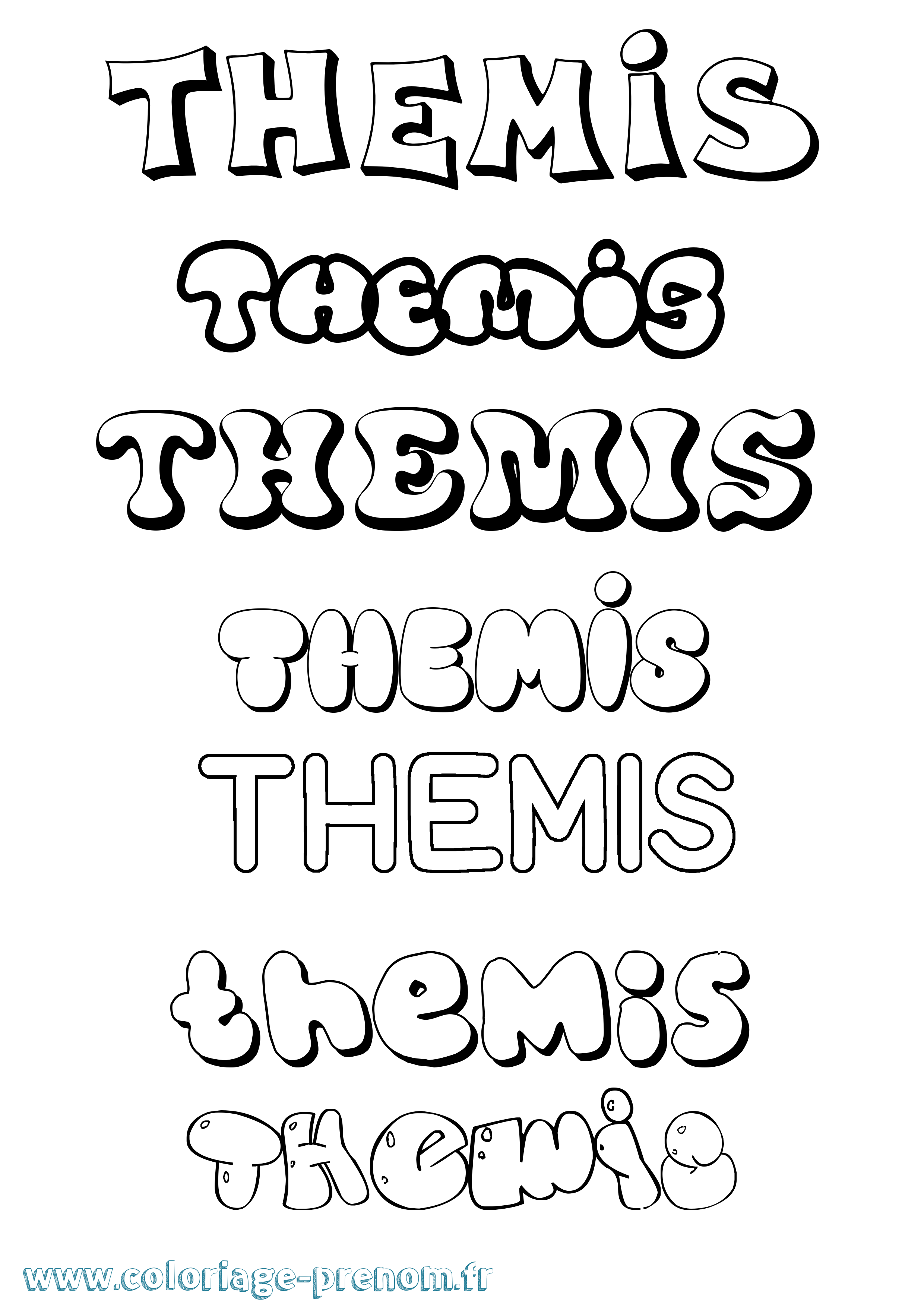 Coloriage Themis Bubble Coloriage prénom Themis Bubble