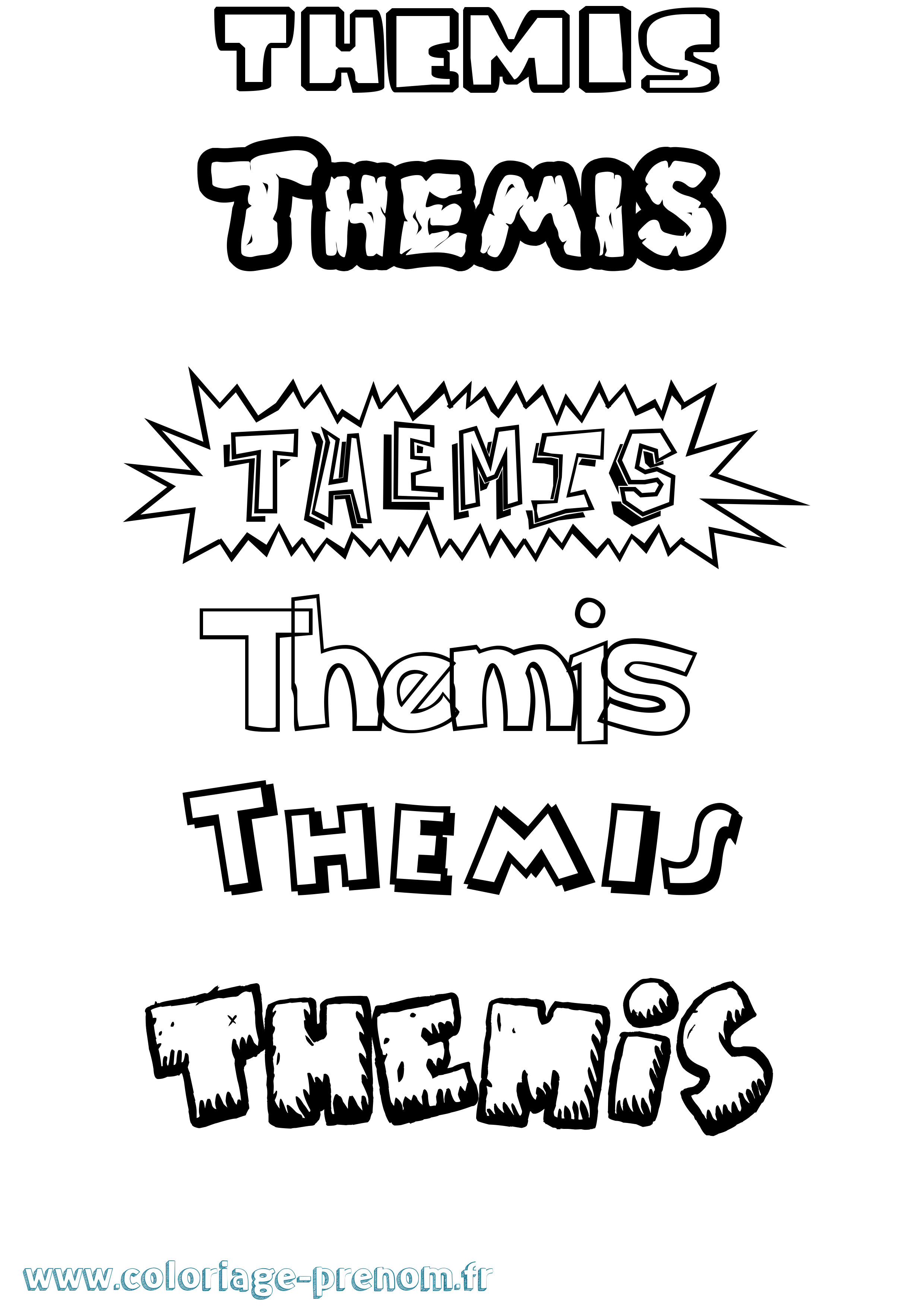 Coloriage Themis Dessin Animé Coloriage prénom Themis Dessin Animé