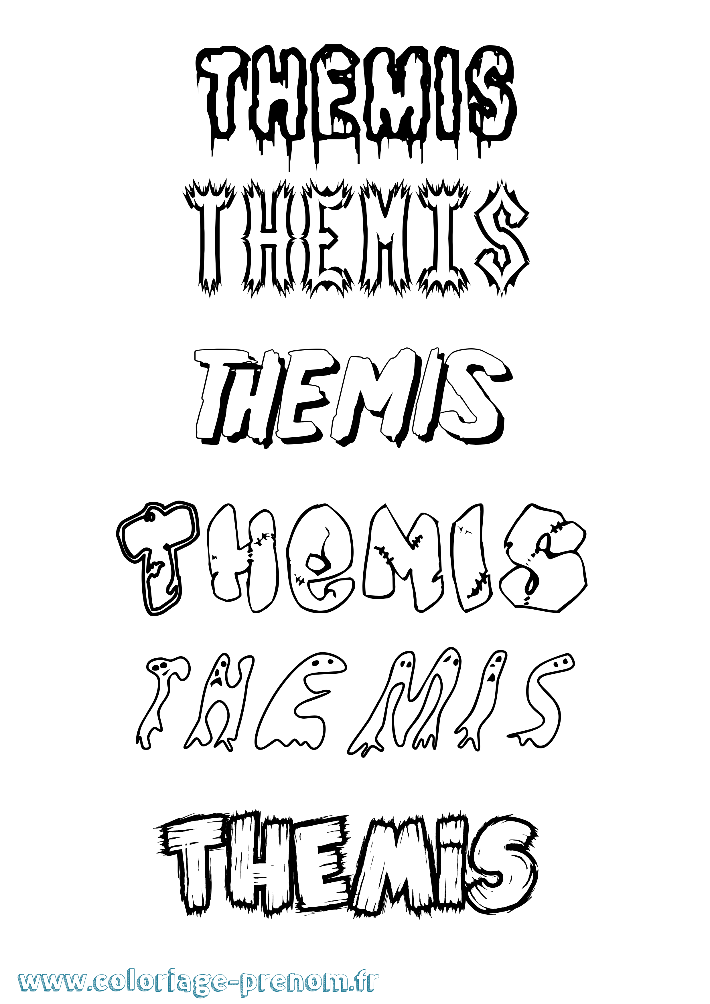 Coloriage Themis Frisson Coloriage prénom Themis Frisson