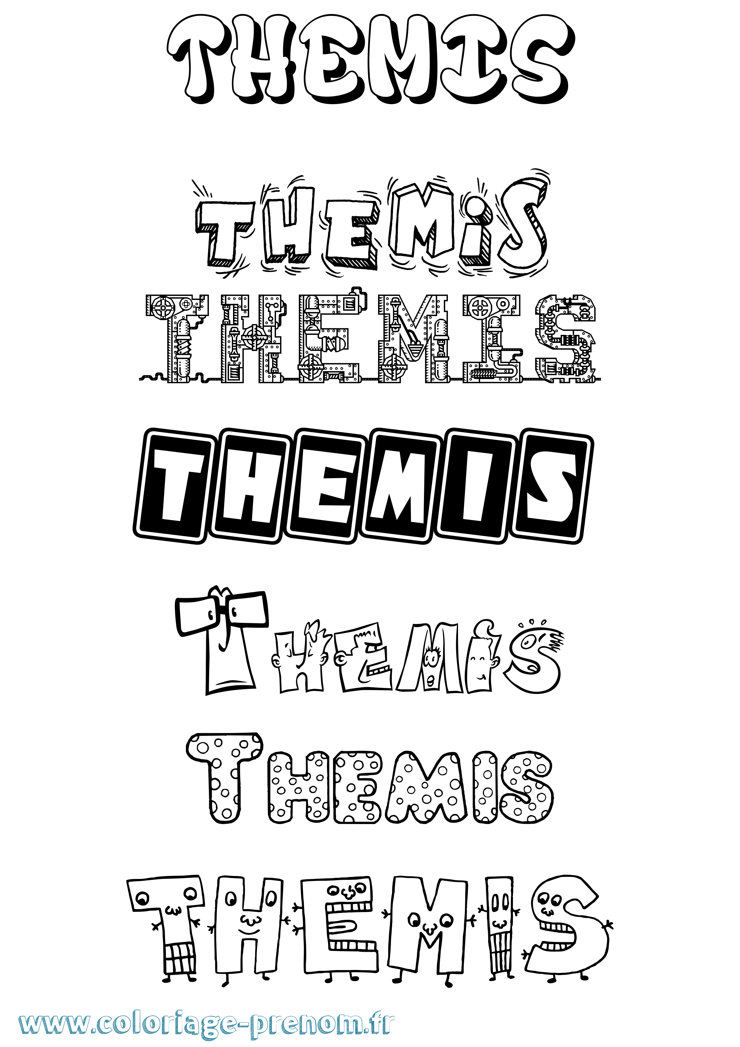 Coloriage prénom Themis Fun