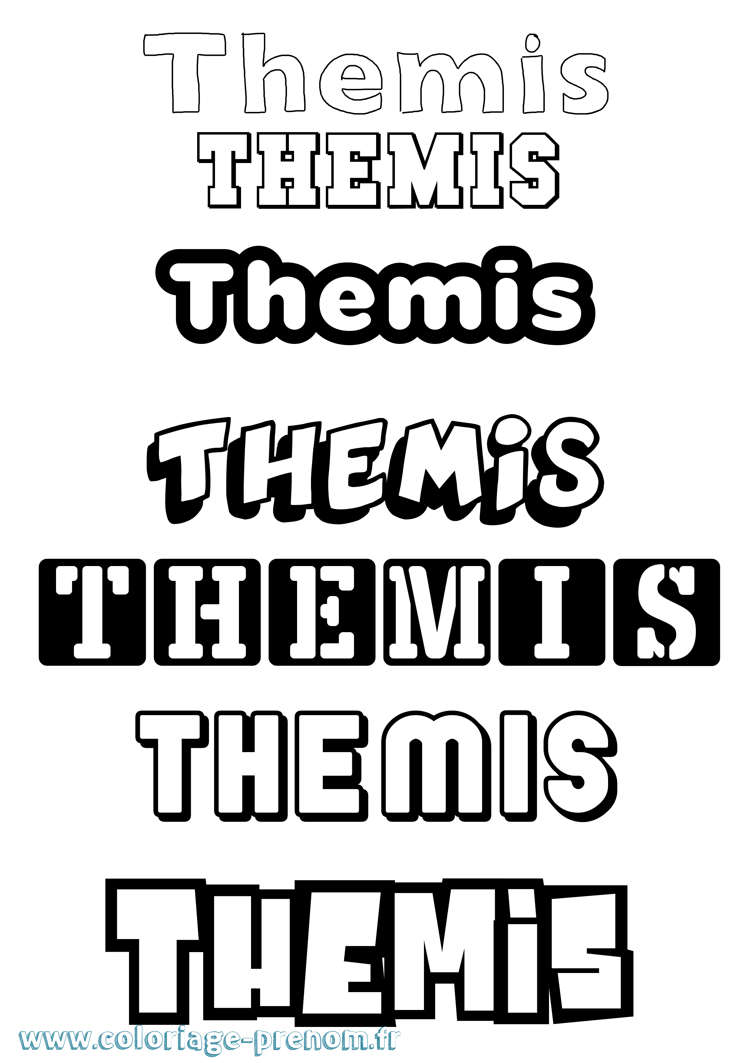 Coloriage prénom Themis Simple