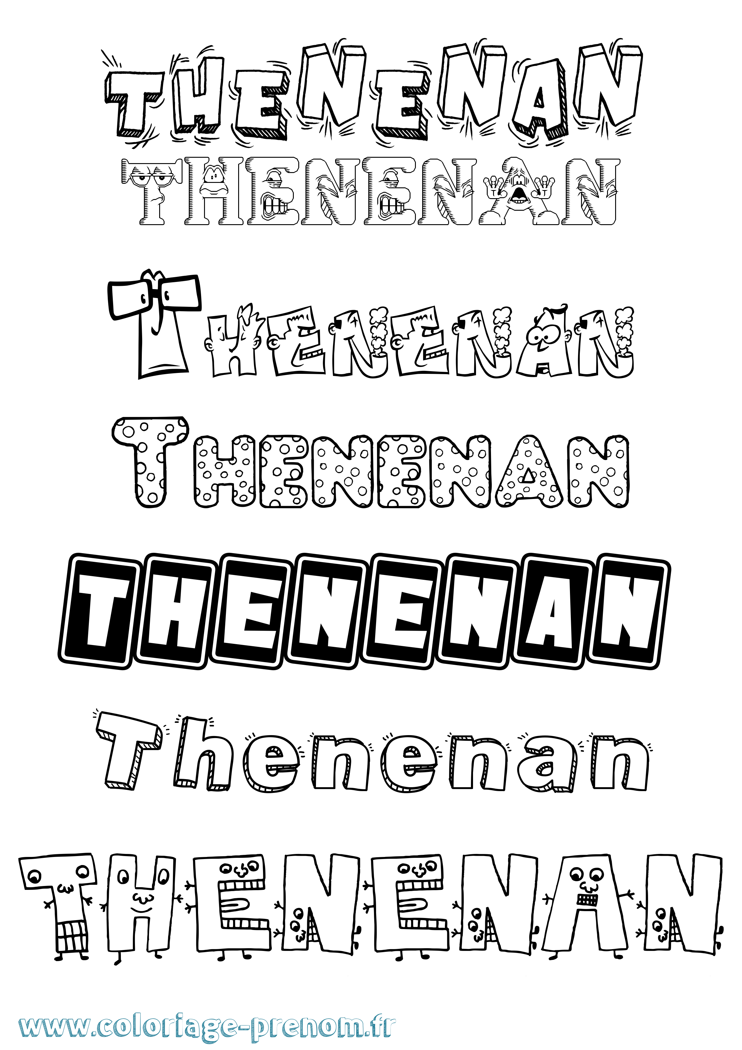 Coloriage prénom Thenenan Fun