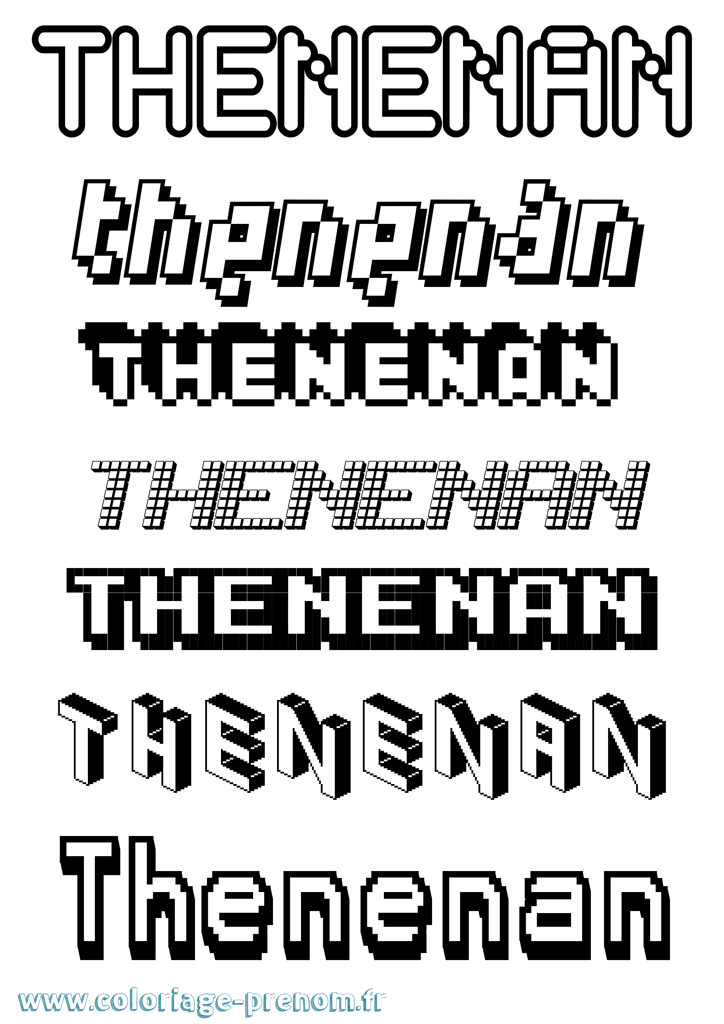 Coloriage prénom Thenenan Pixel