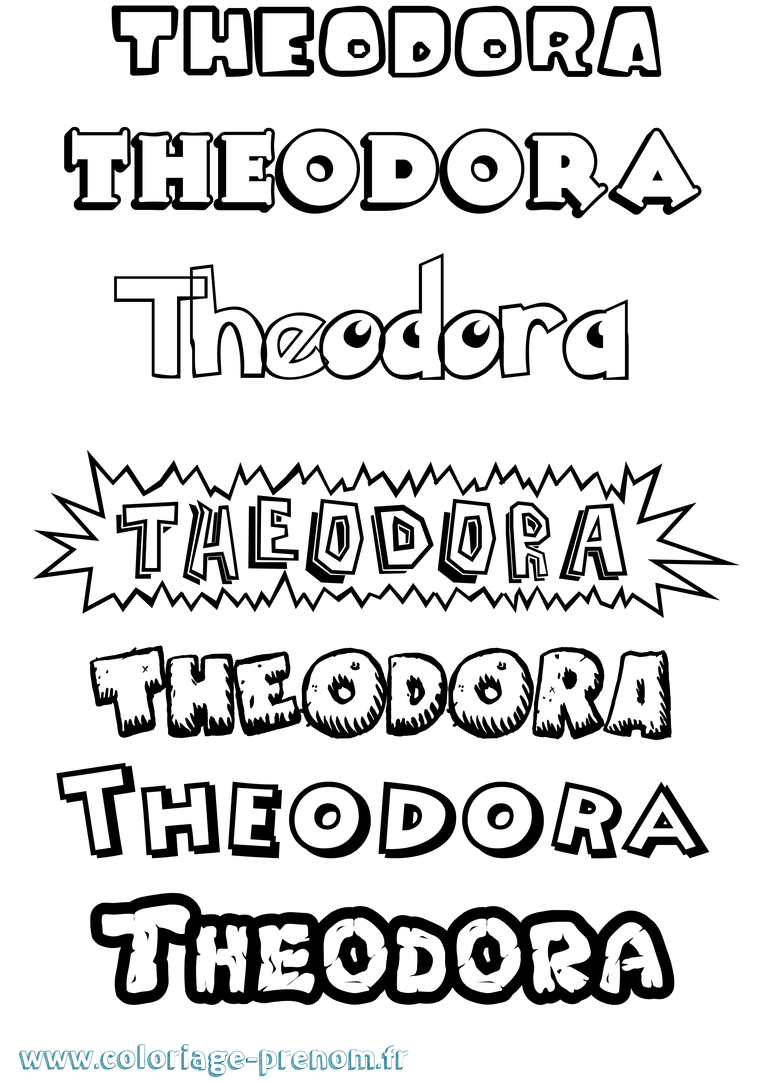 Coloriage Theodora Dessin Animé Coloriage prénom Theodora Dessin Animé