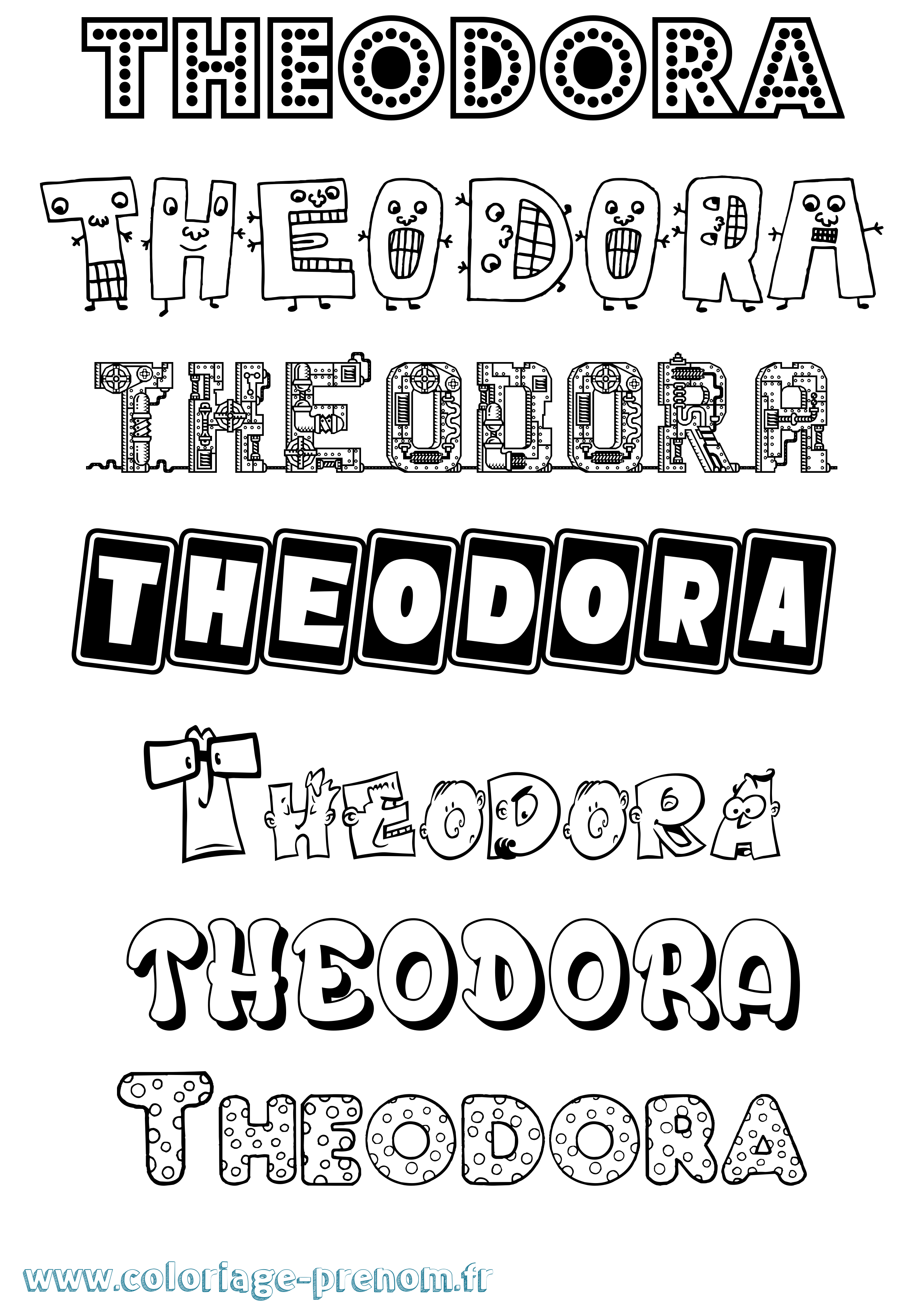 Coloriage Theodora Fun Coloriage prénom Theodora Fun