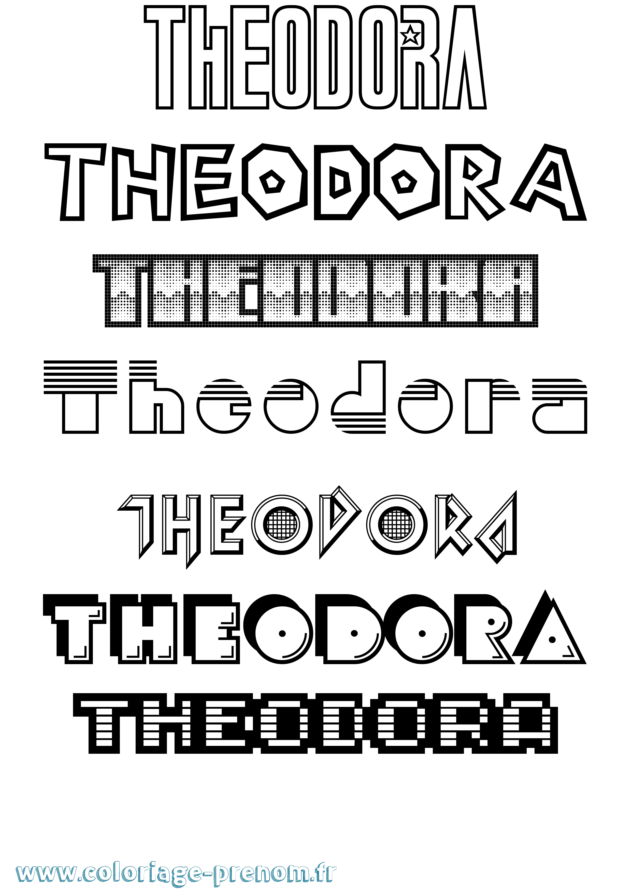 Coloriage Theodora Jeux Vidéos Coloriage prénom Theodora Jeux Vidéos