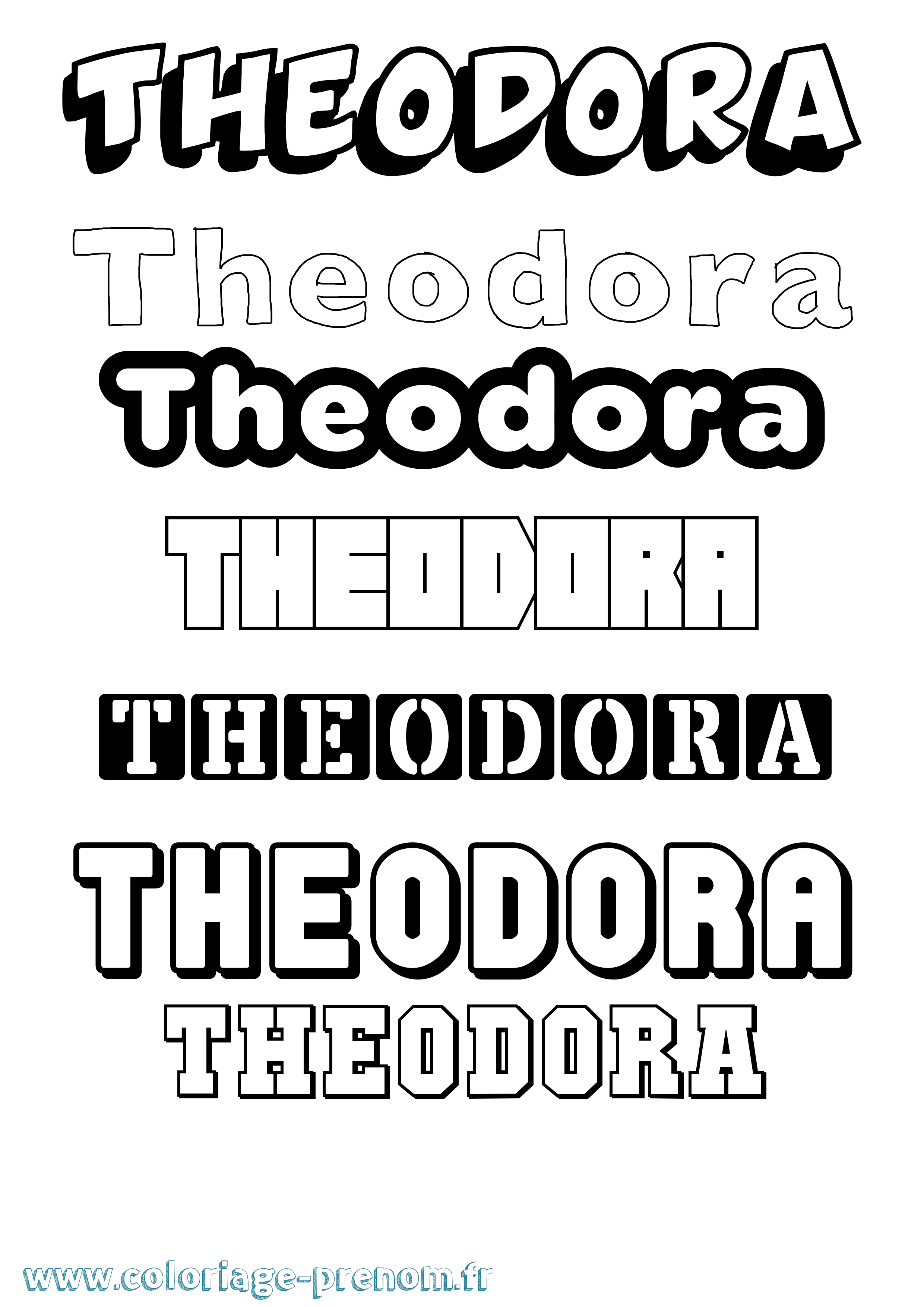 Coloriage prénom Theodora Simple