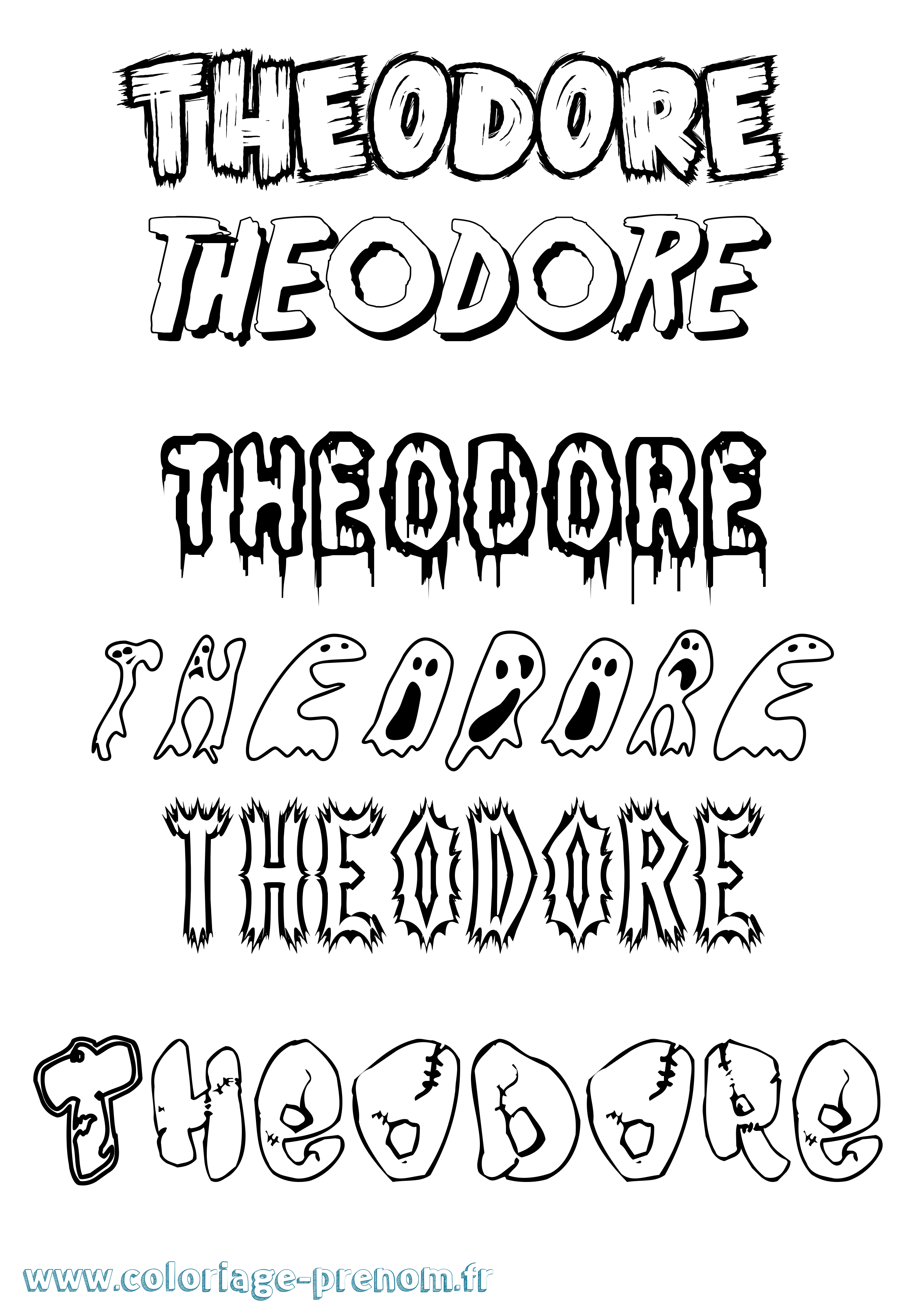 Coloriage prénom Theodore Frisson