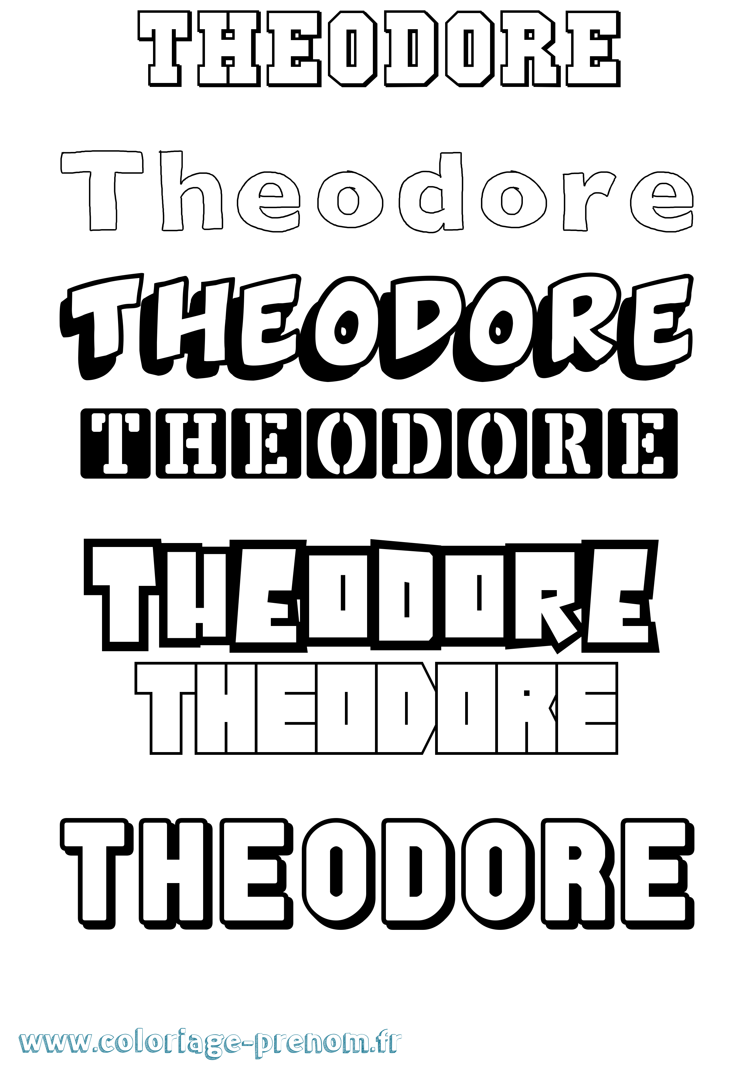 Coloriage prénom Theodore Simple