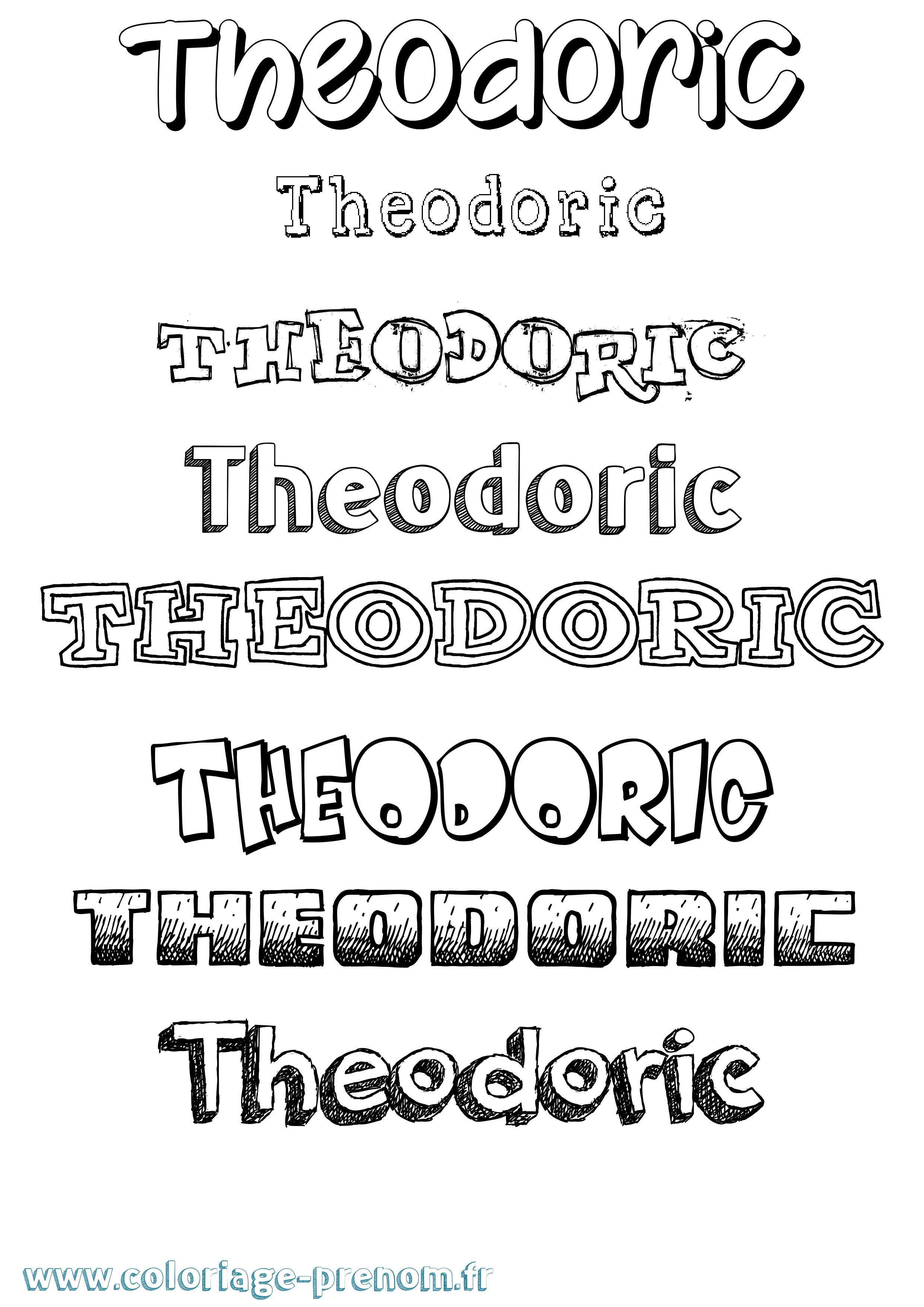 Coloriage prénom Theodoric Dessiné