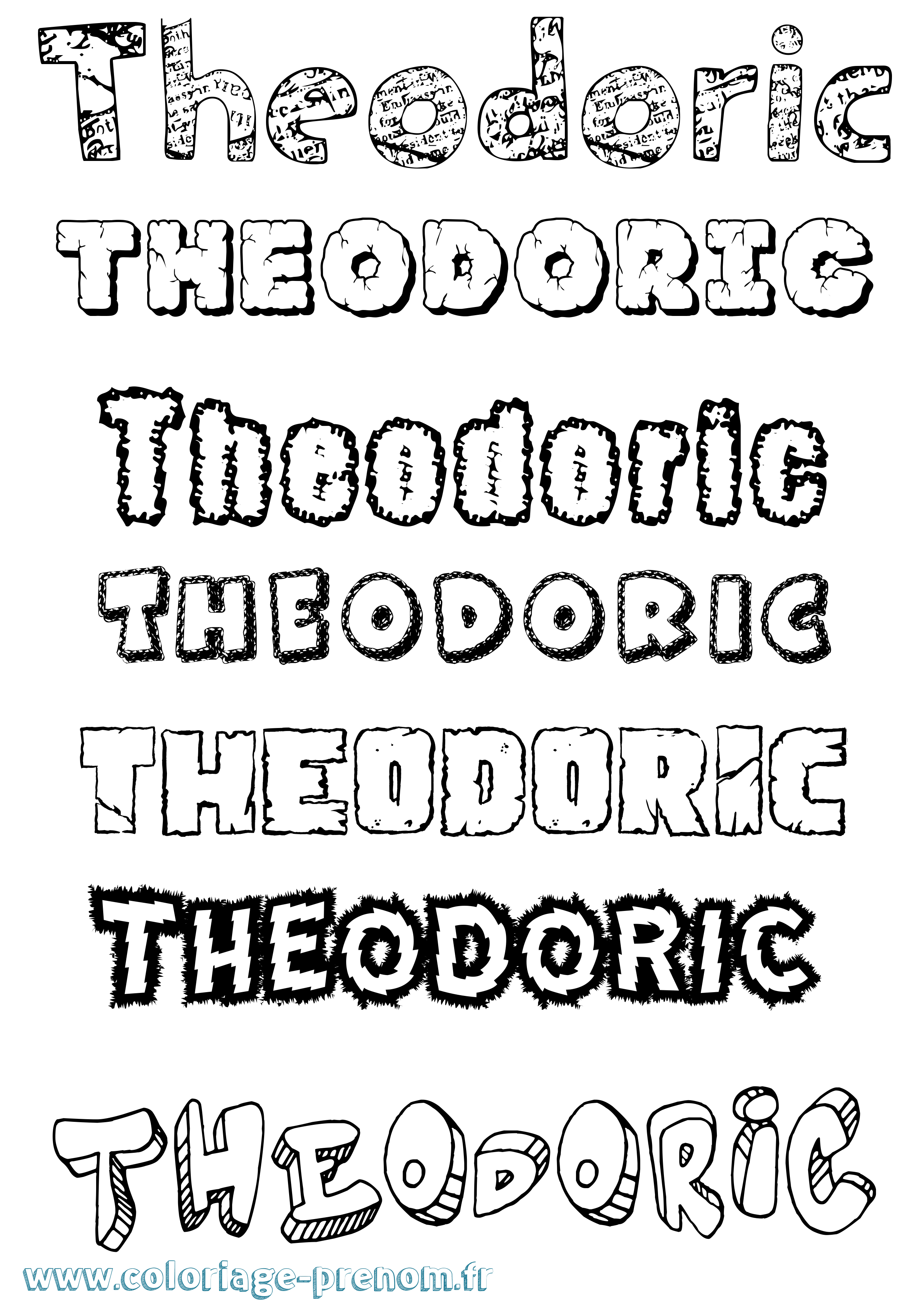 Coloriage prénom Theodoric Destructuré