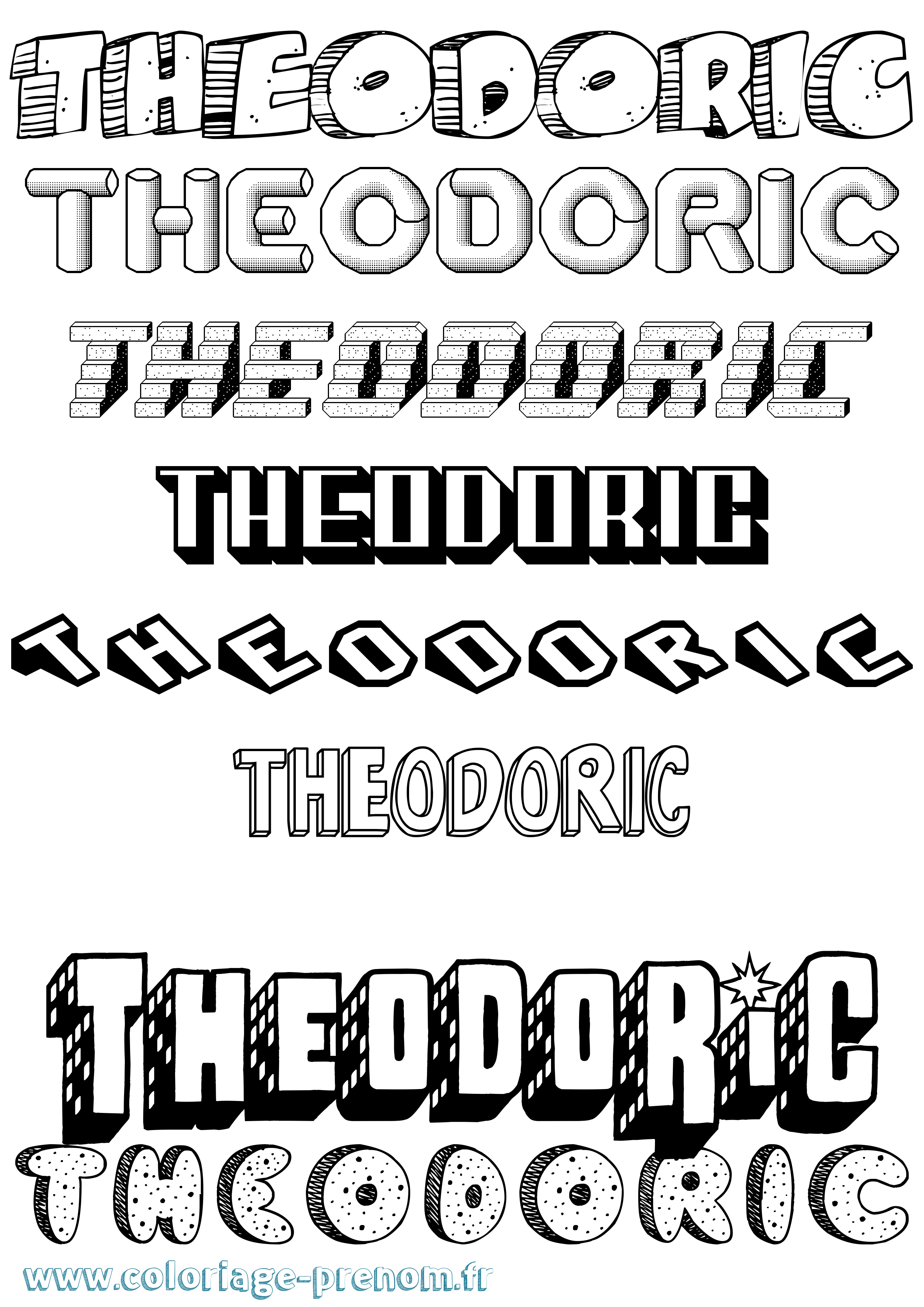 Coloriage Theodoric Effet 3D Coloriage prénom Theodoric Effet 3D
