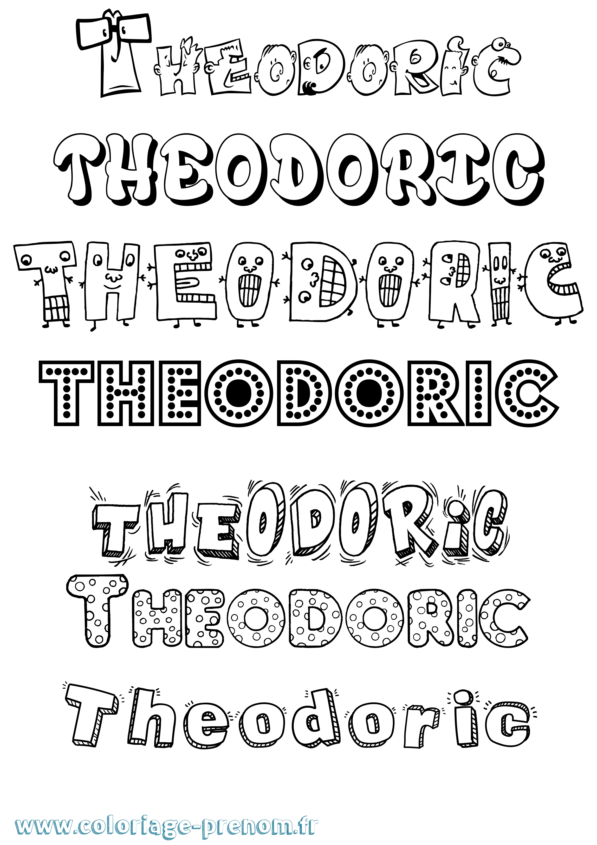 Coloriage prénom Theodoric Fun