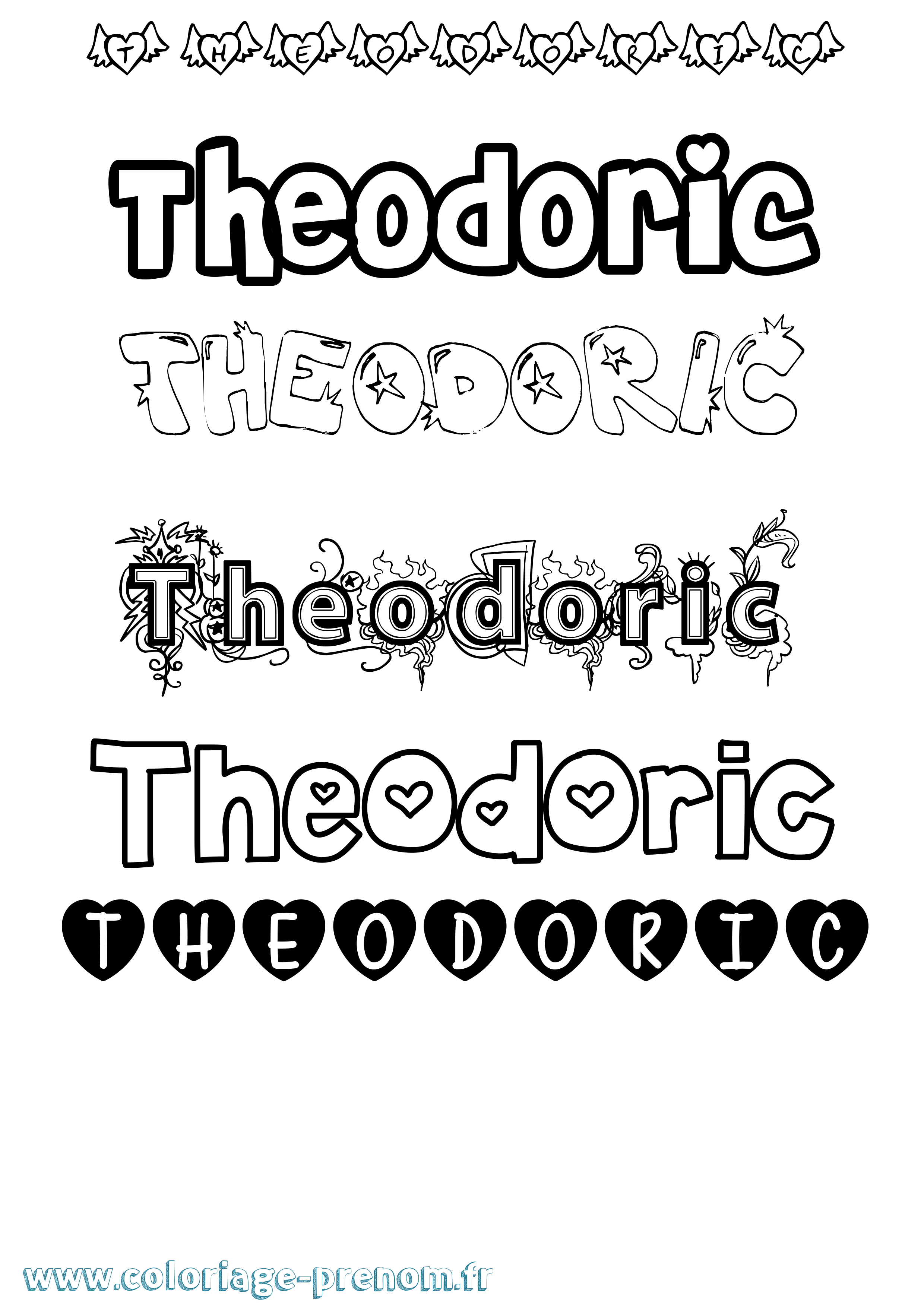 Coloriage prénom Theodoric Girly