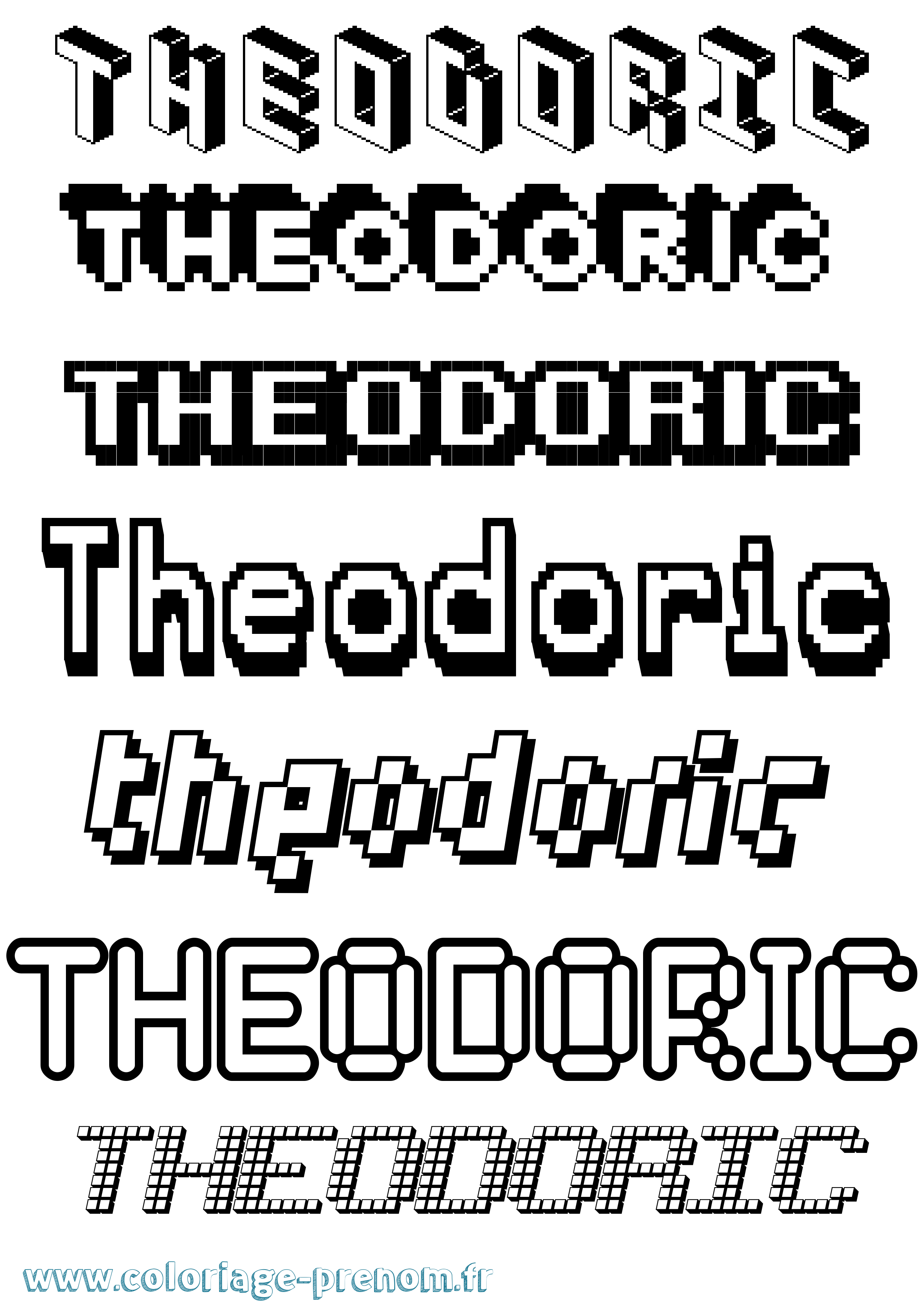 Coloriage prénom Theodoric Pixel