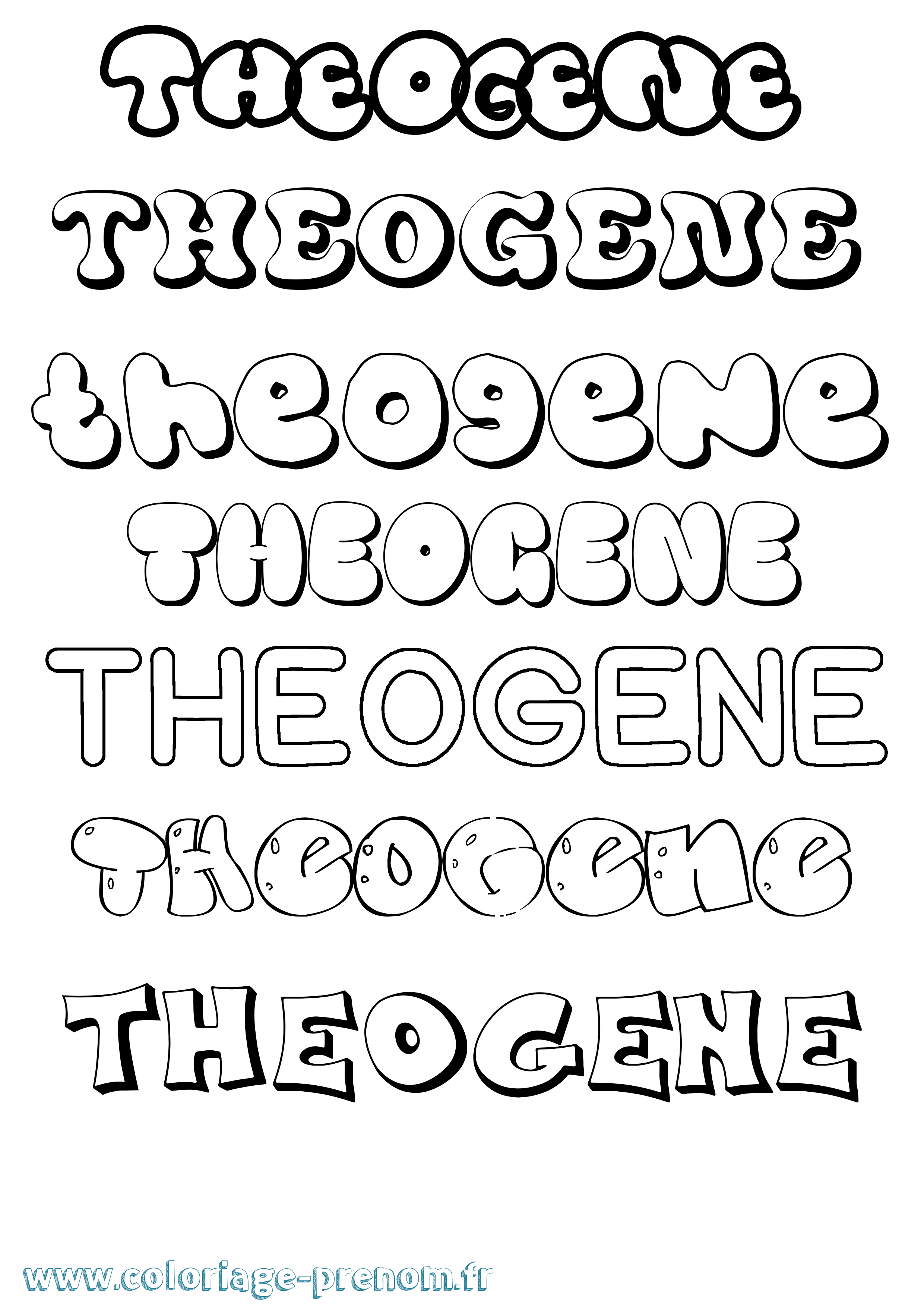 Coloriage prénom Theogene Bubble
