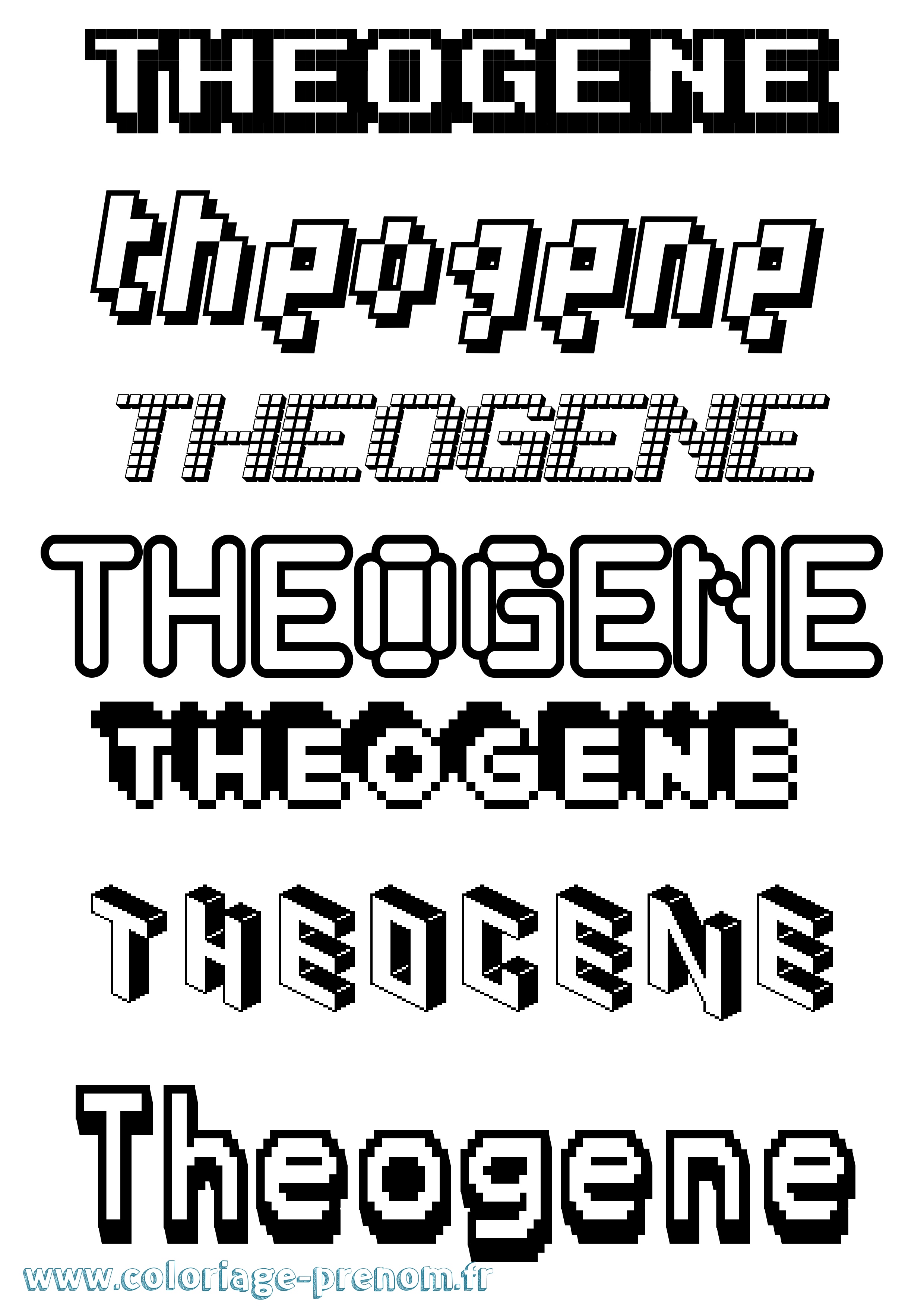 Coloriage prénom Theogene Pixel