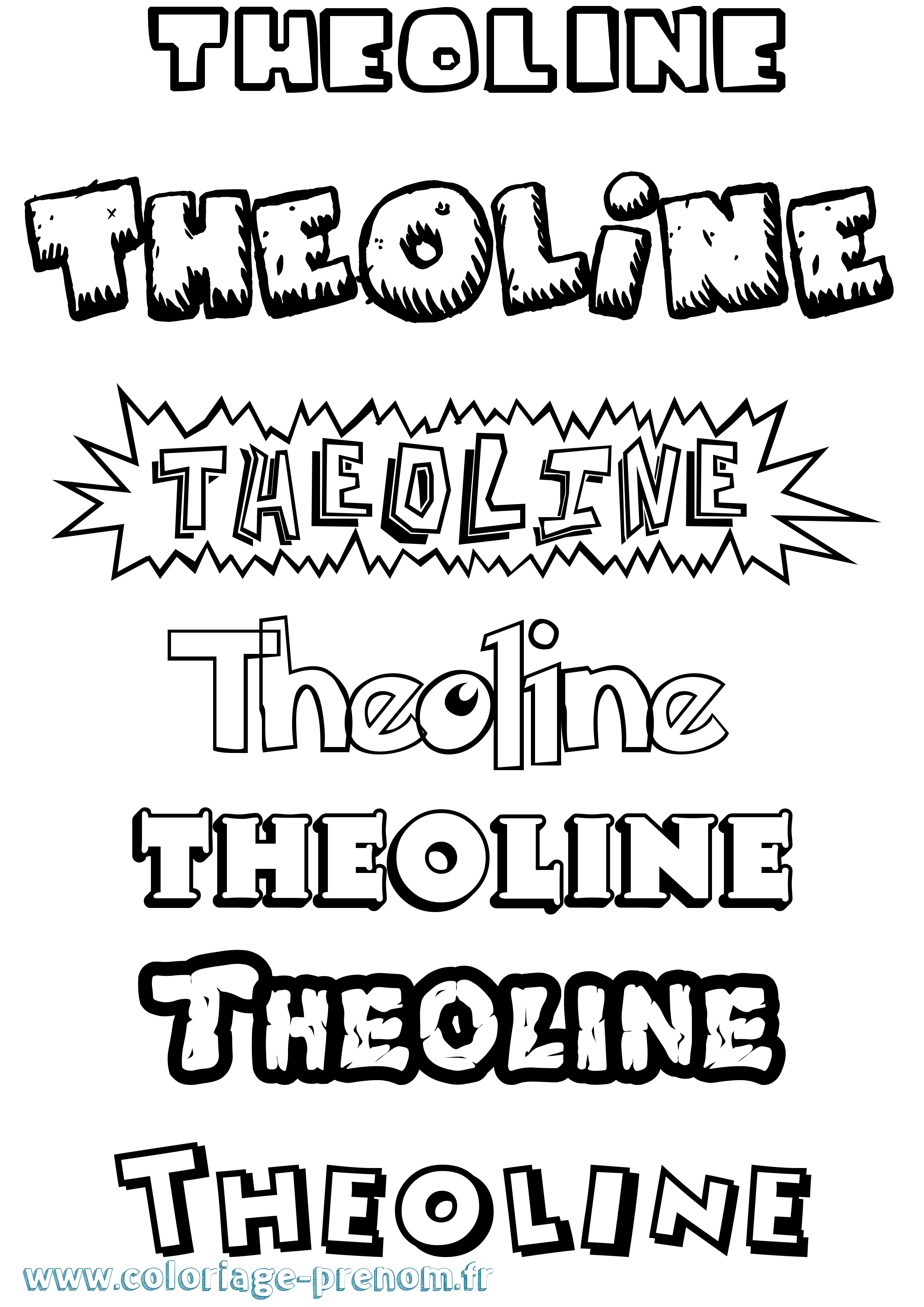 Coloriage prénom Theoline Dessin Animé