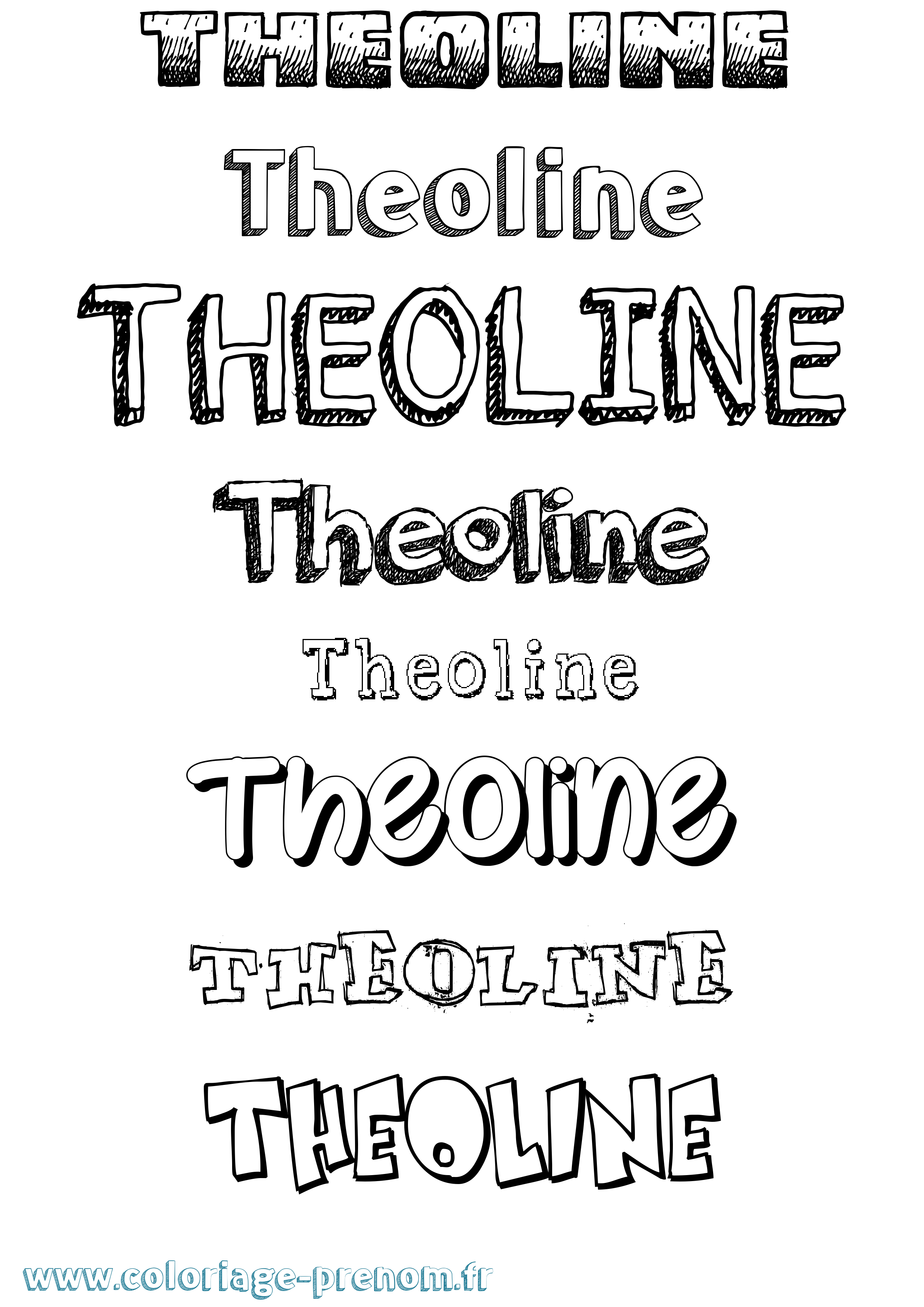 Coloriage prénom Theoline Dessiné