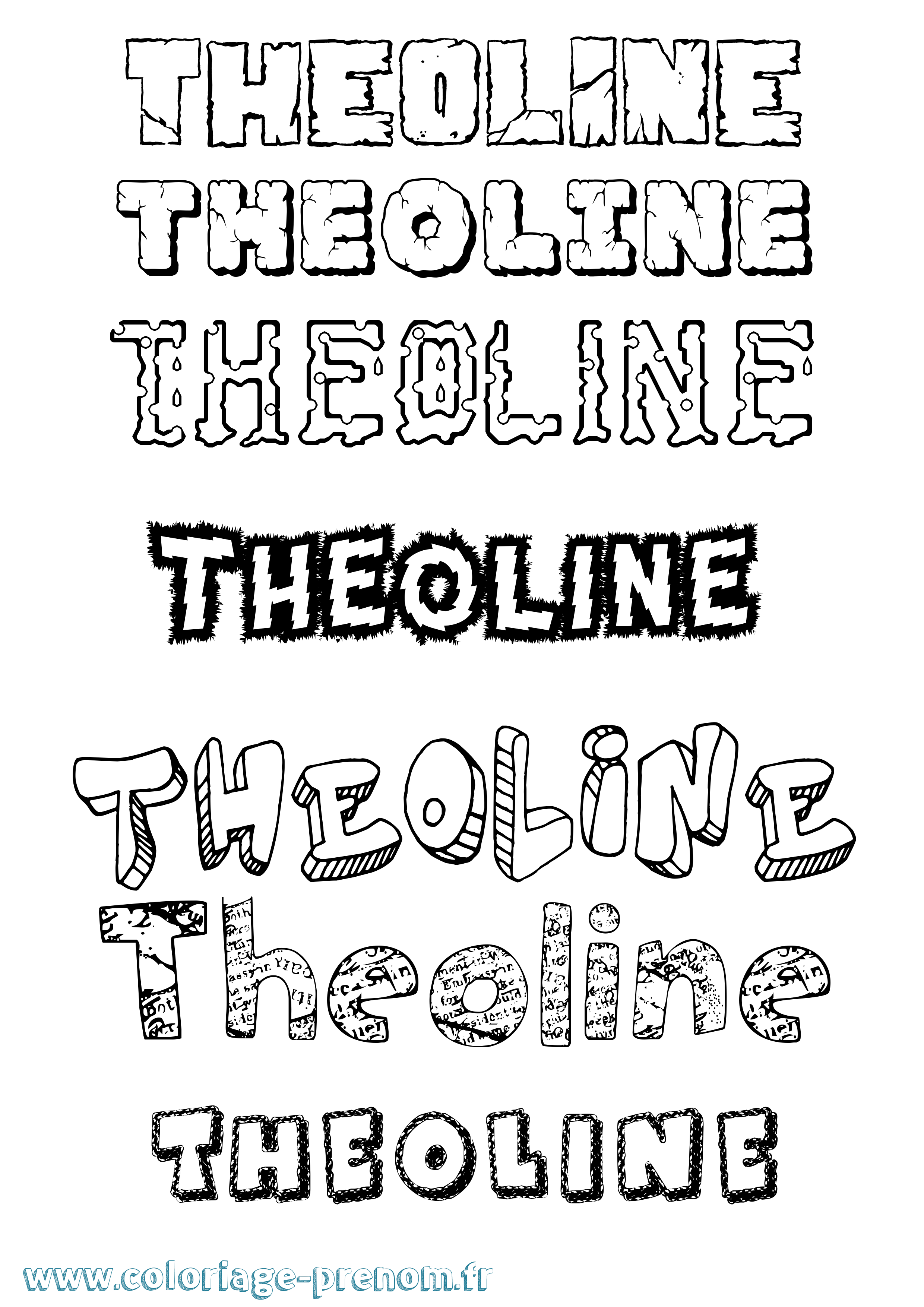 Coloriage prénom Theoline Destructuré