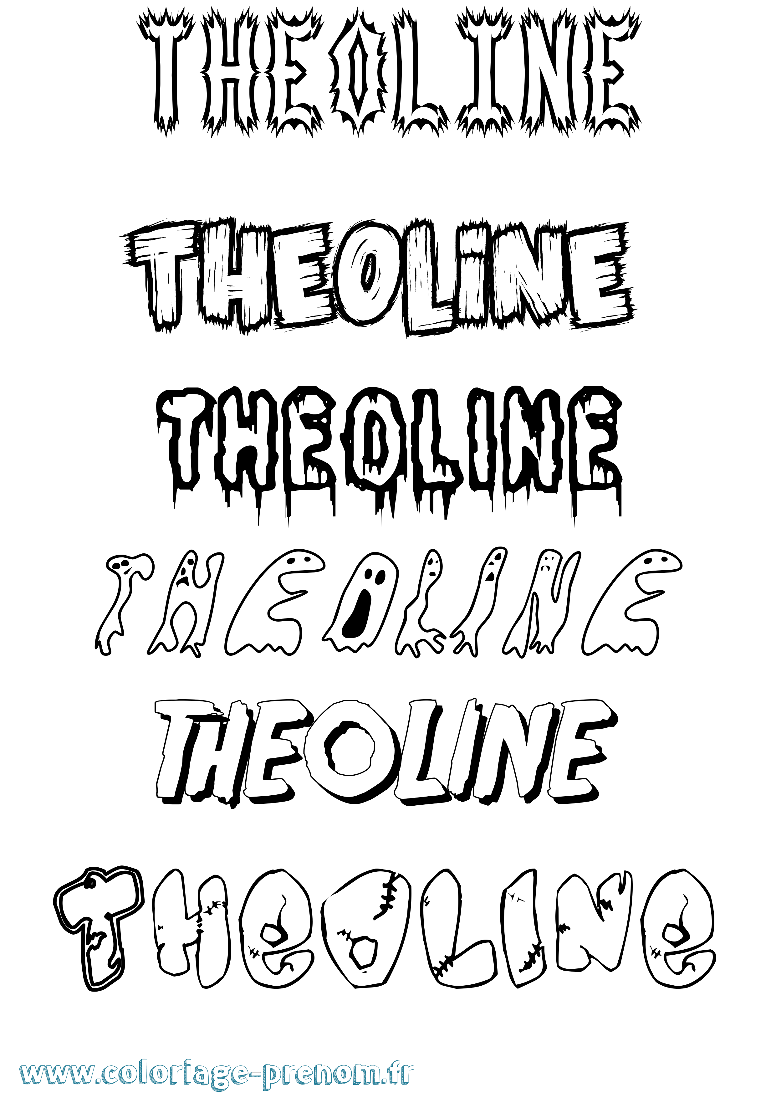 Coloriage prénom Theoline Frisson
