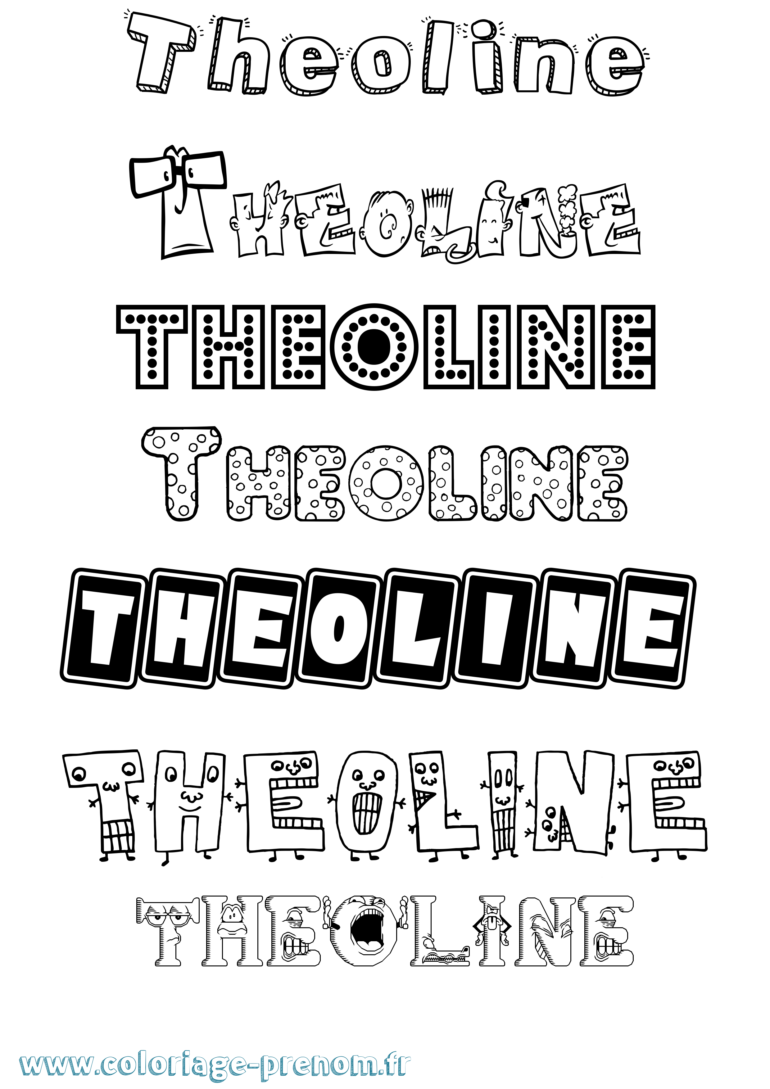 Coloriage prénom Theoline Fun