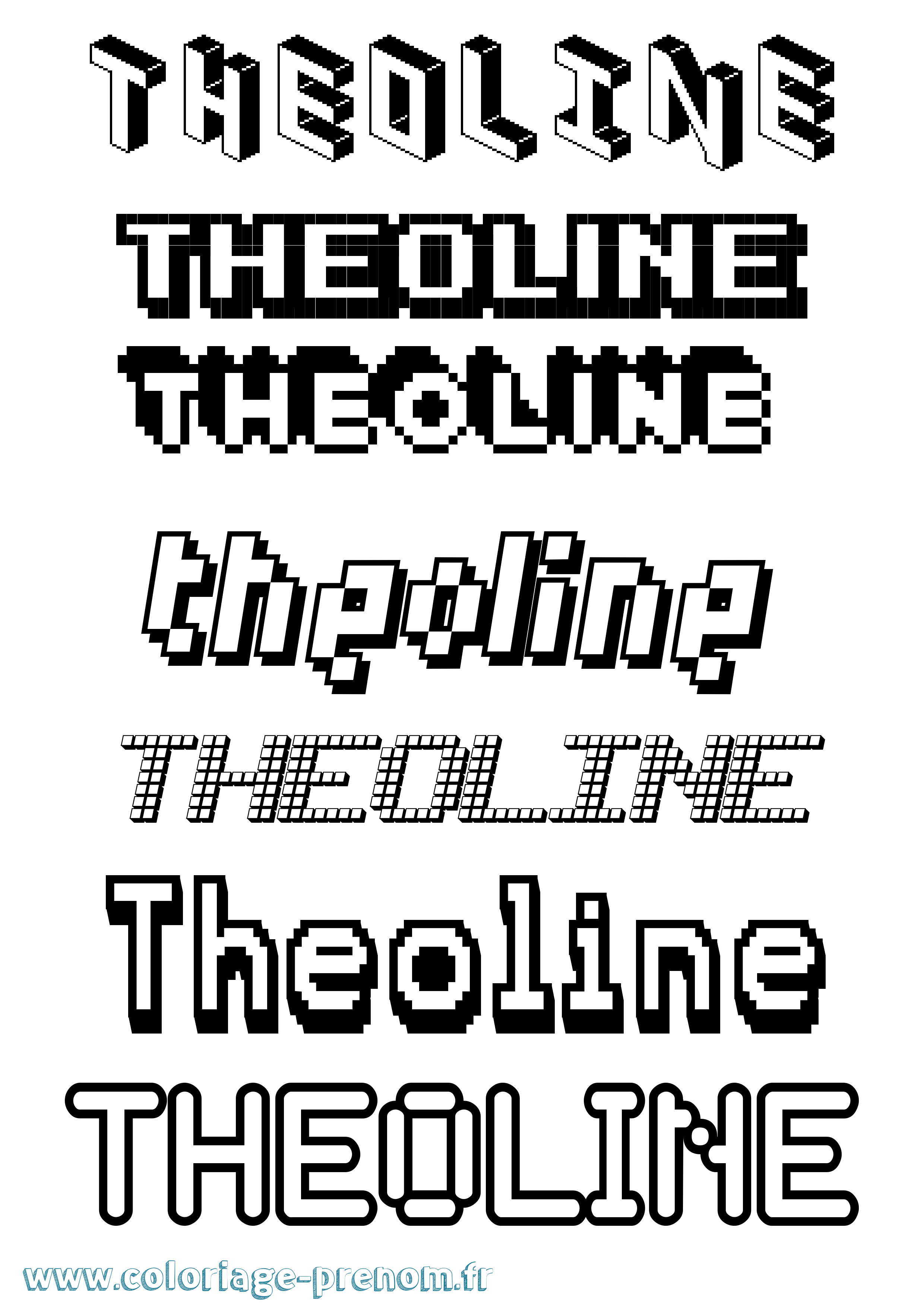 Coloriage prénom Theoline Pixel