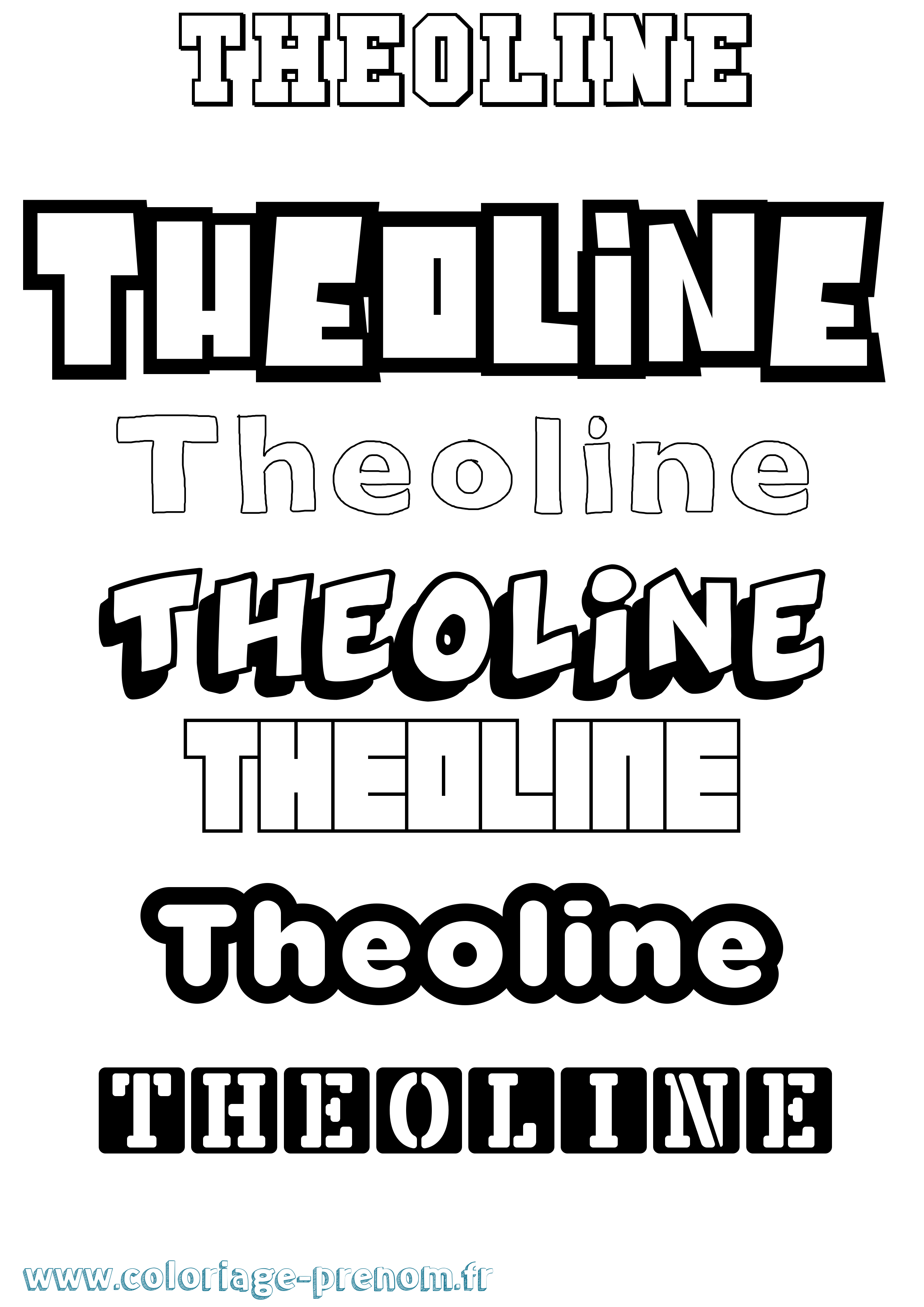 Coloriage prénom Theoline Simple