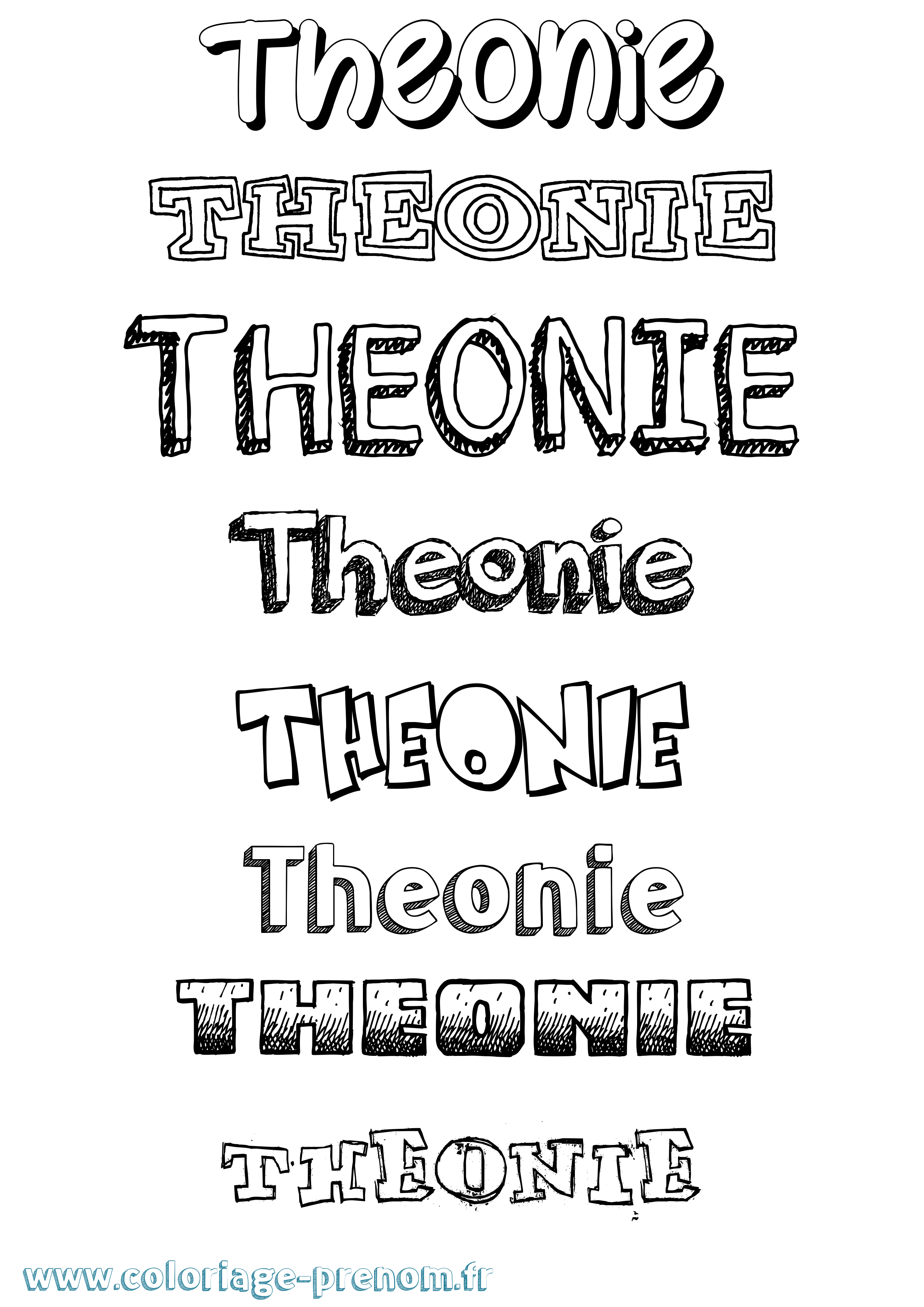 Coloriage prénom Theonie Dessiné