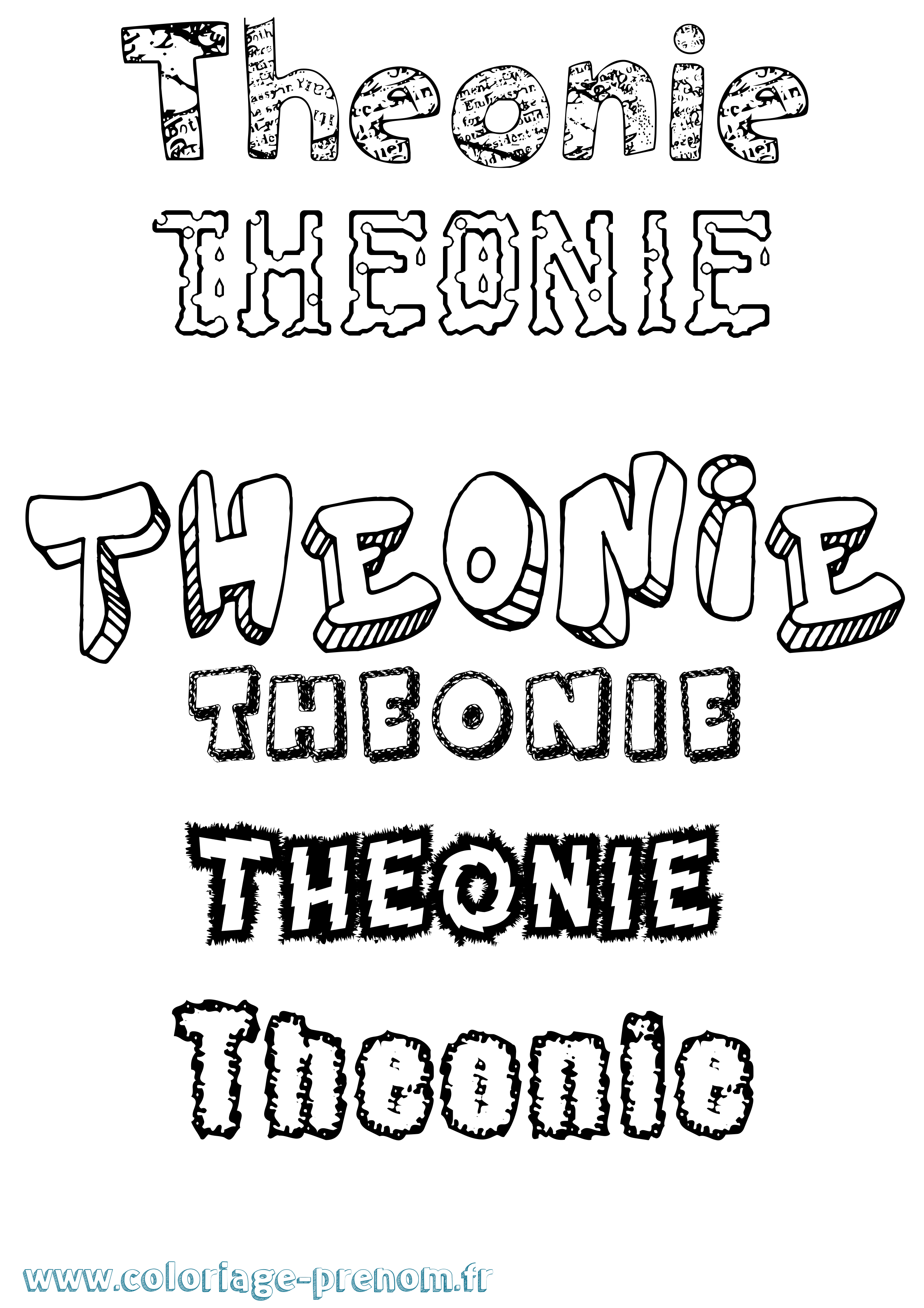 Coloriage Theonie Destructuré Coloriage prénom Theonie Destructuré