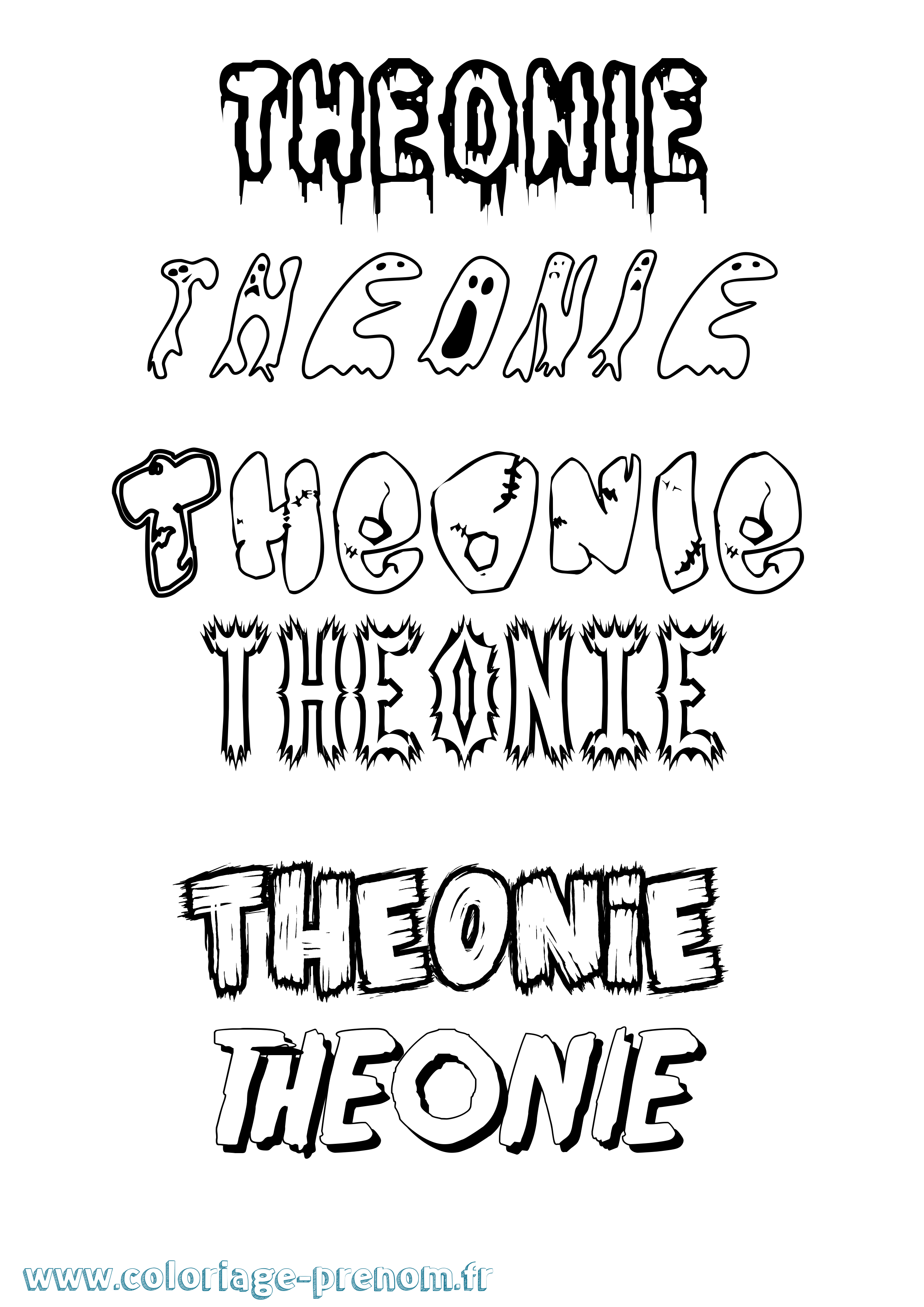 Coloriage Theonie Frisson Coloriage prénom Theonie Frisson